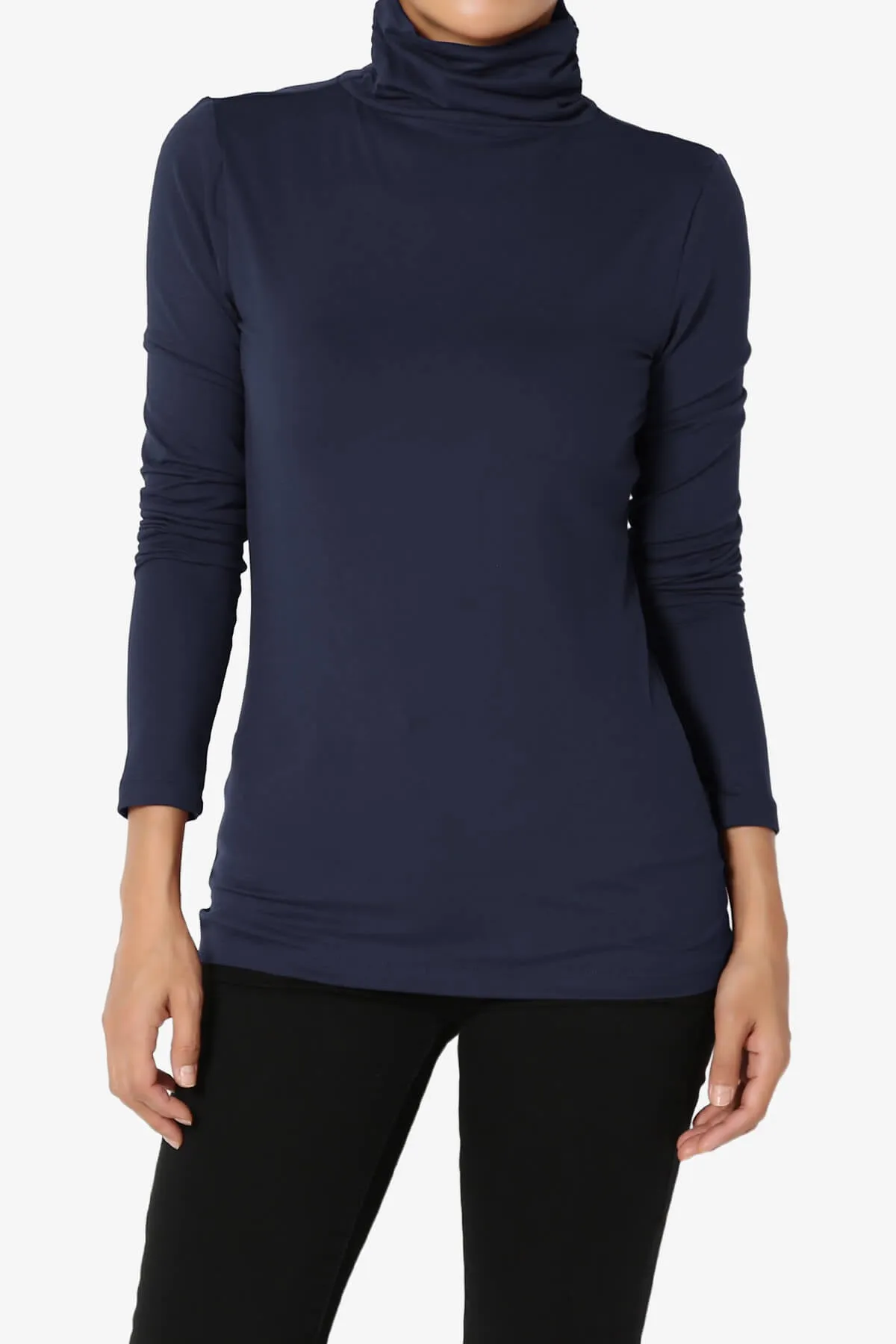 Viable Ruched Turtle Neck Long Sleeve Top PLUS
