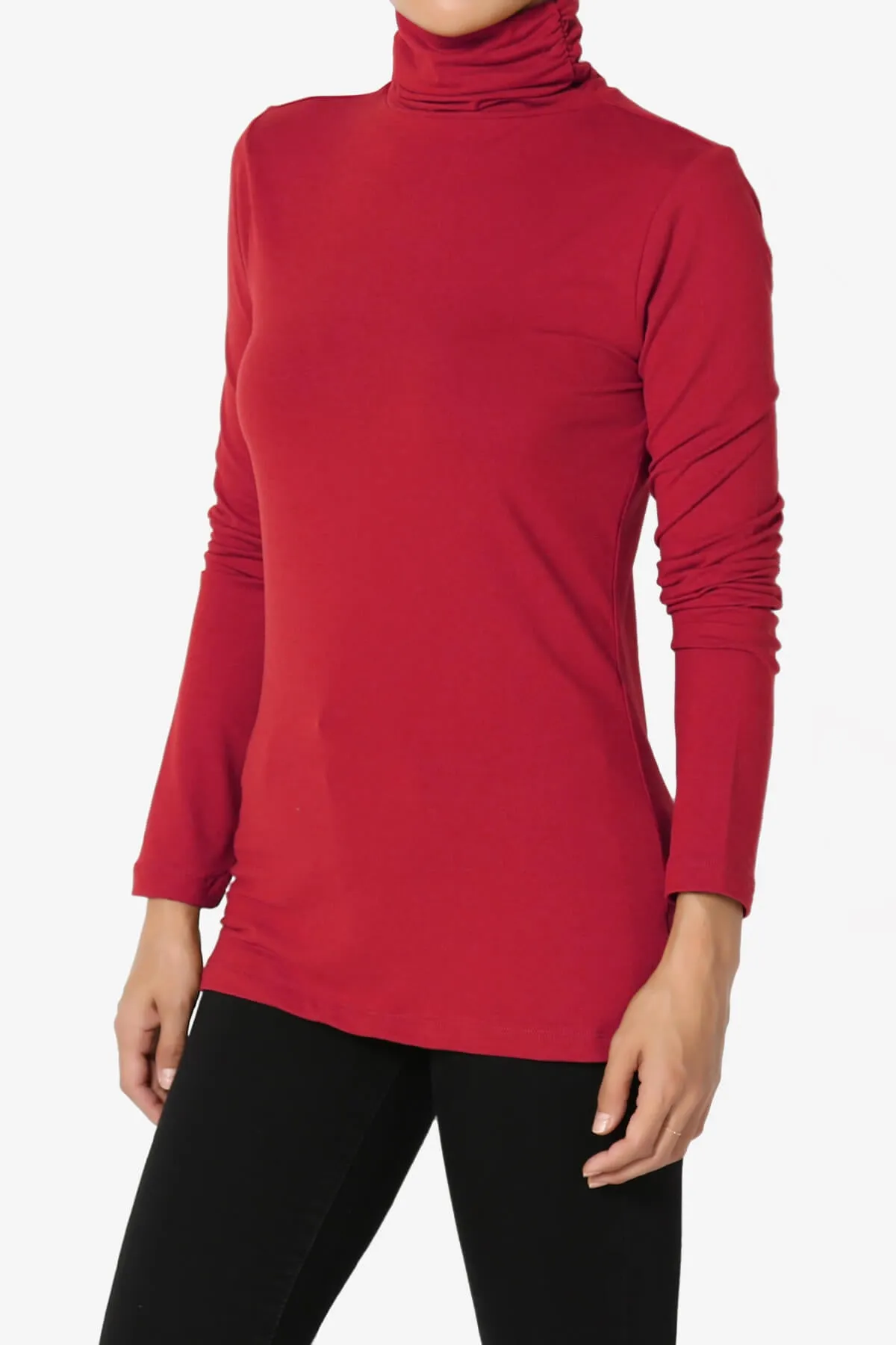 Viable Ruched Turtle Neck Long Sleeve Top PLUS