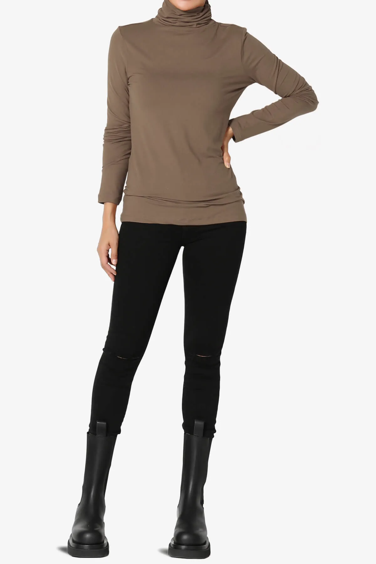 Viable Ruched Turtle Neck Long Sleeve Top PLUS