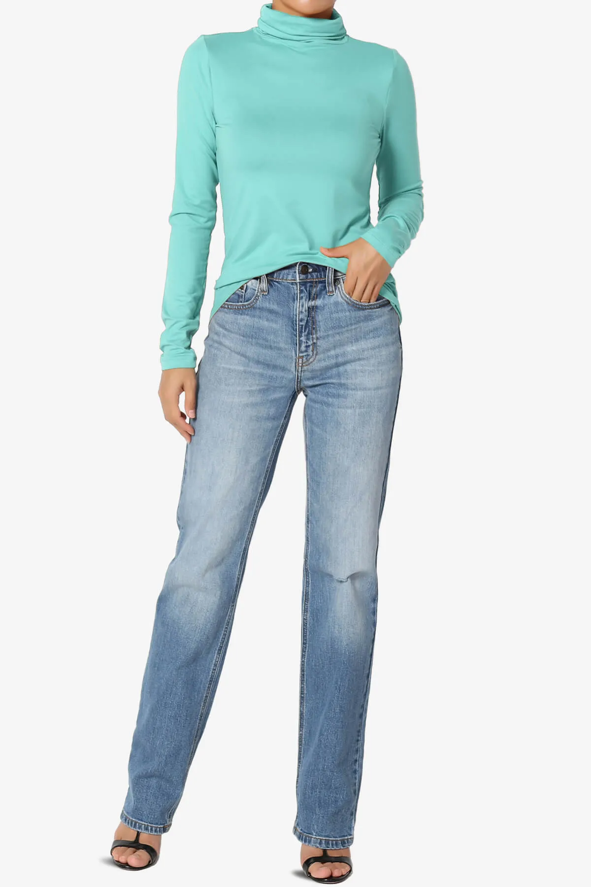Viable Ruched Turtle Neck Long Sleeve Top PLUS