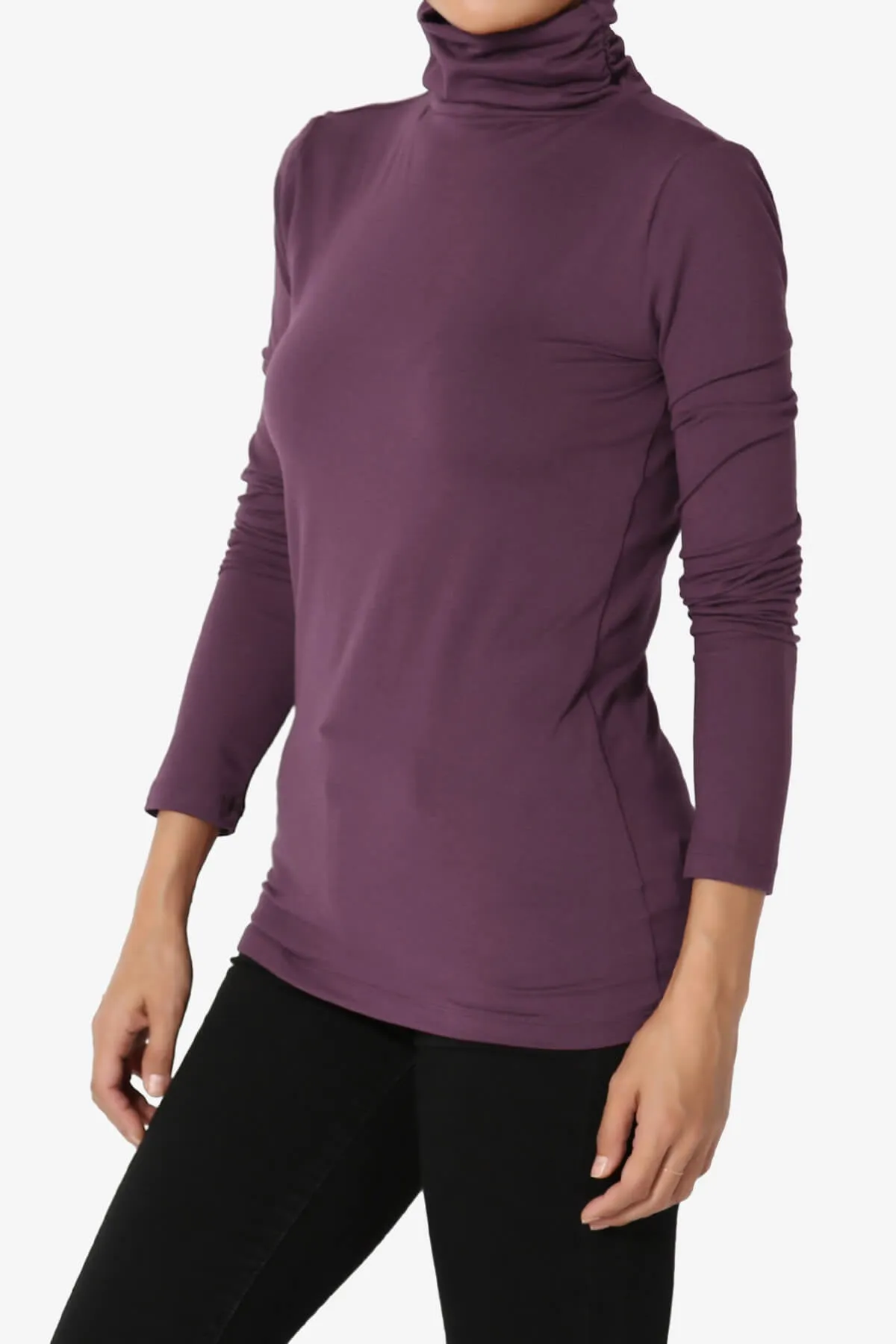 Viable Ruched Turtle Neck Long Sleeve Top PLUS