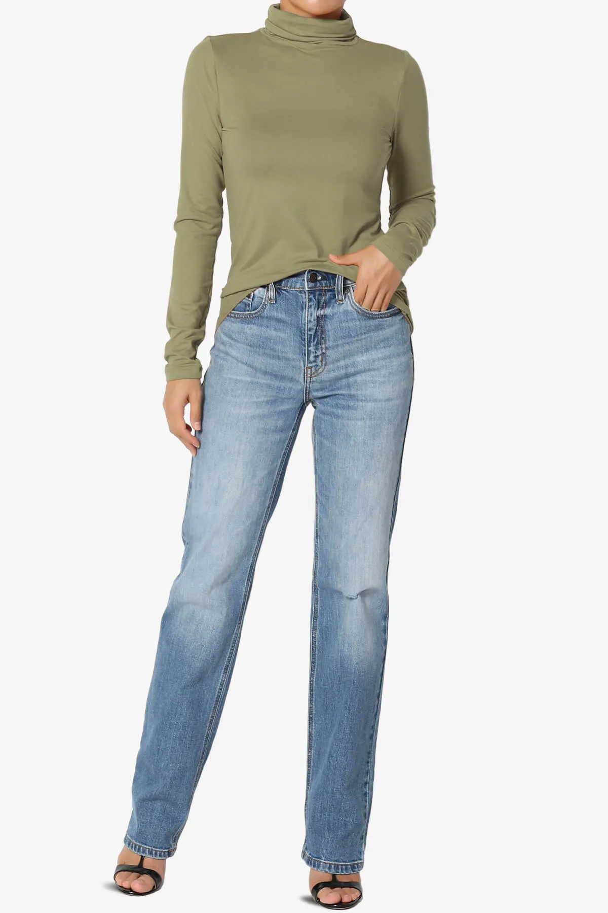 Viable Ruched Turtle Neck Long Sleeve Top PLUS