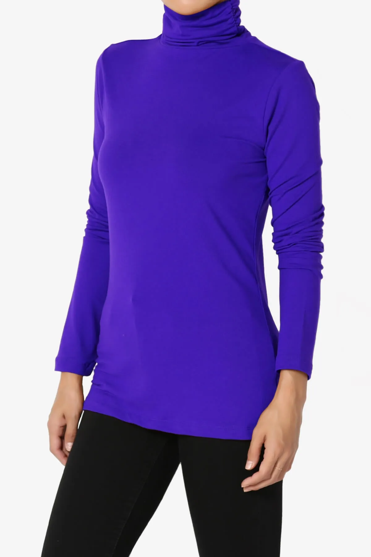 Viable Ruched Turtle Neck Long Sleeve Top PLUS