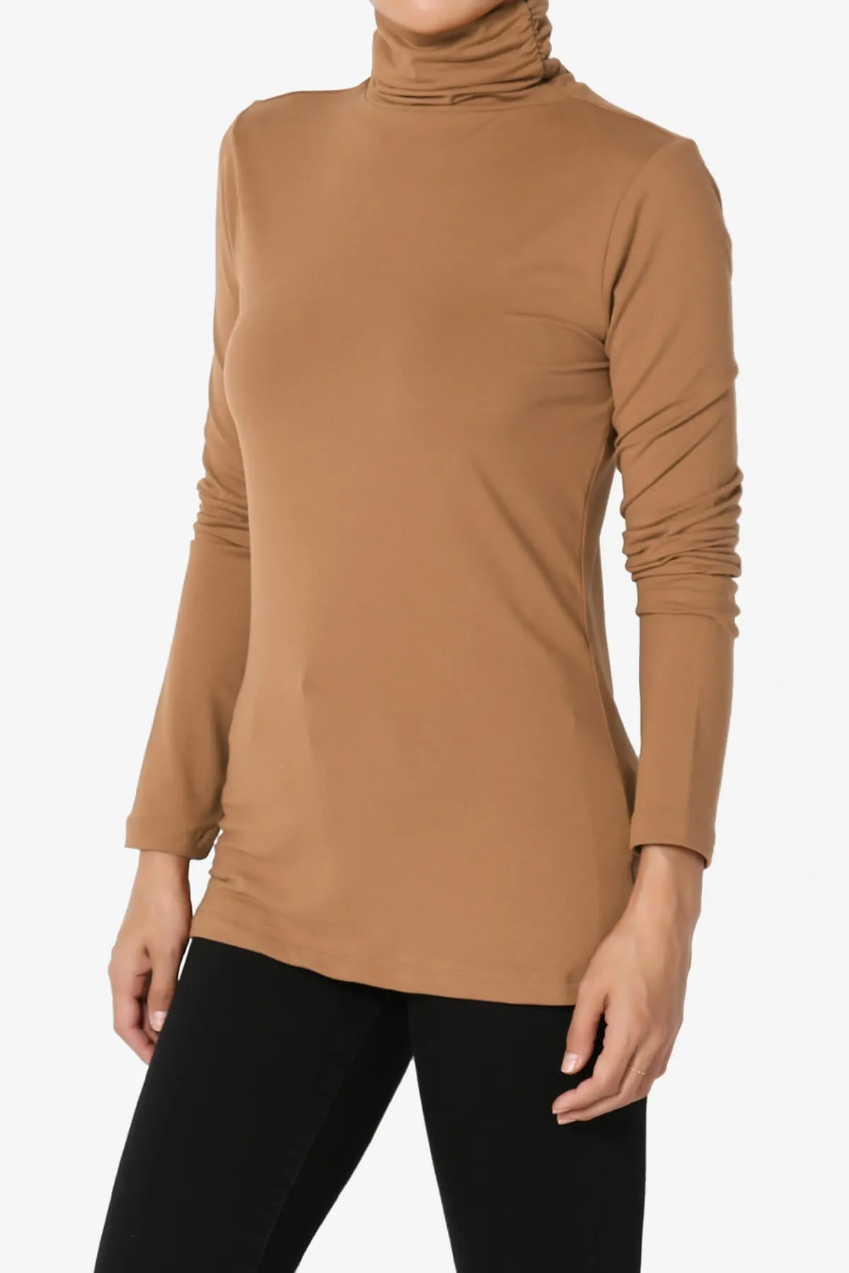 Viable Ruched Turtle Neck Long Sleeve Top PLUS