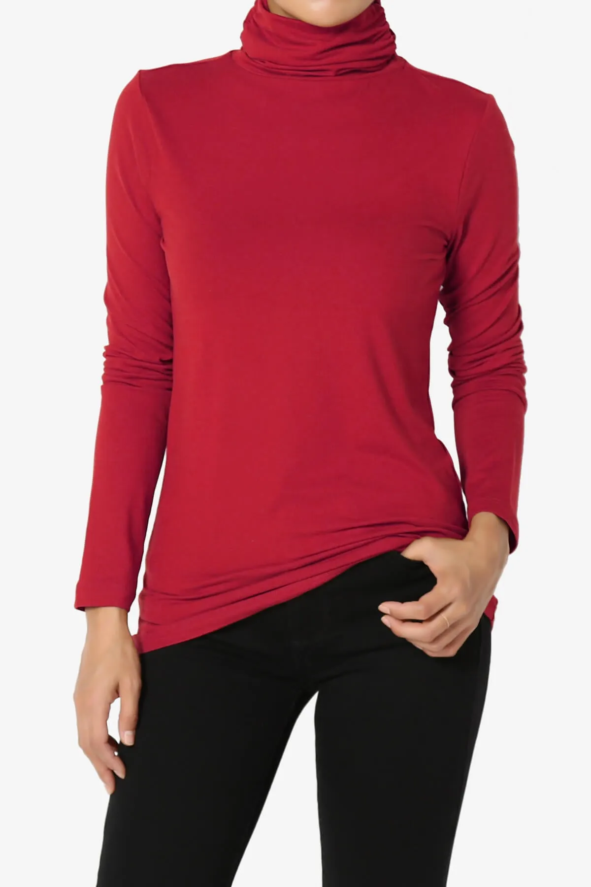 Viable Ruched Turtle Neck Long Sleeve Top PLUS