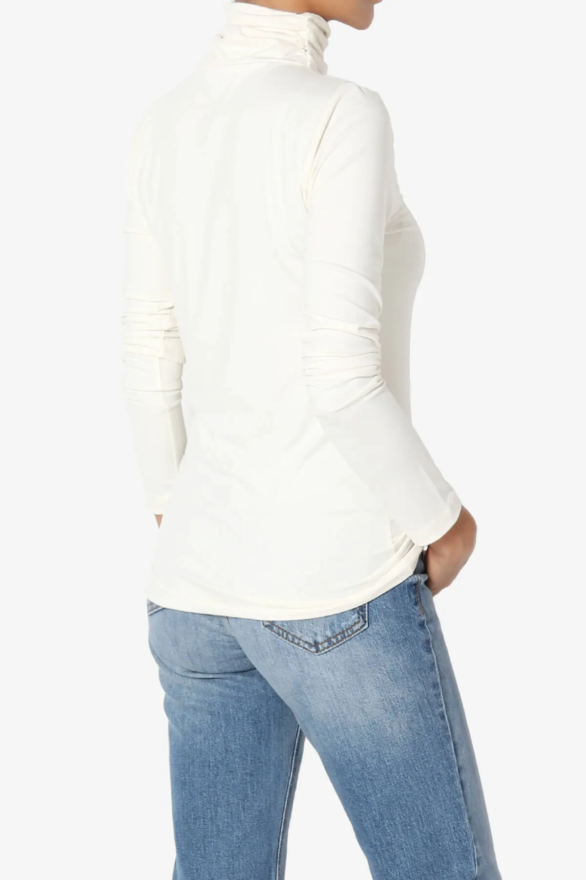 Viable Ruched Turtle Neck Long Sleeve Top PLUS