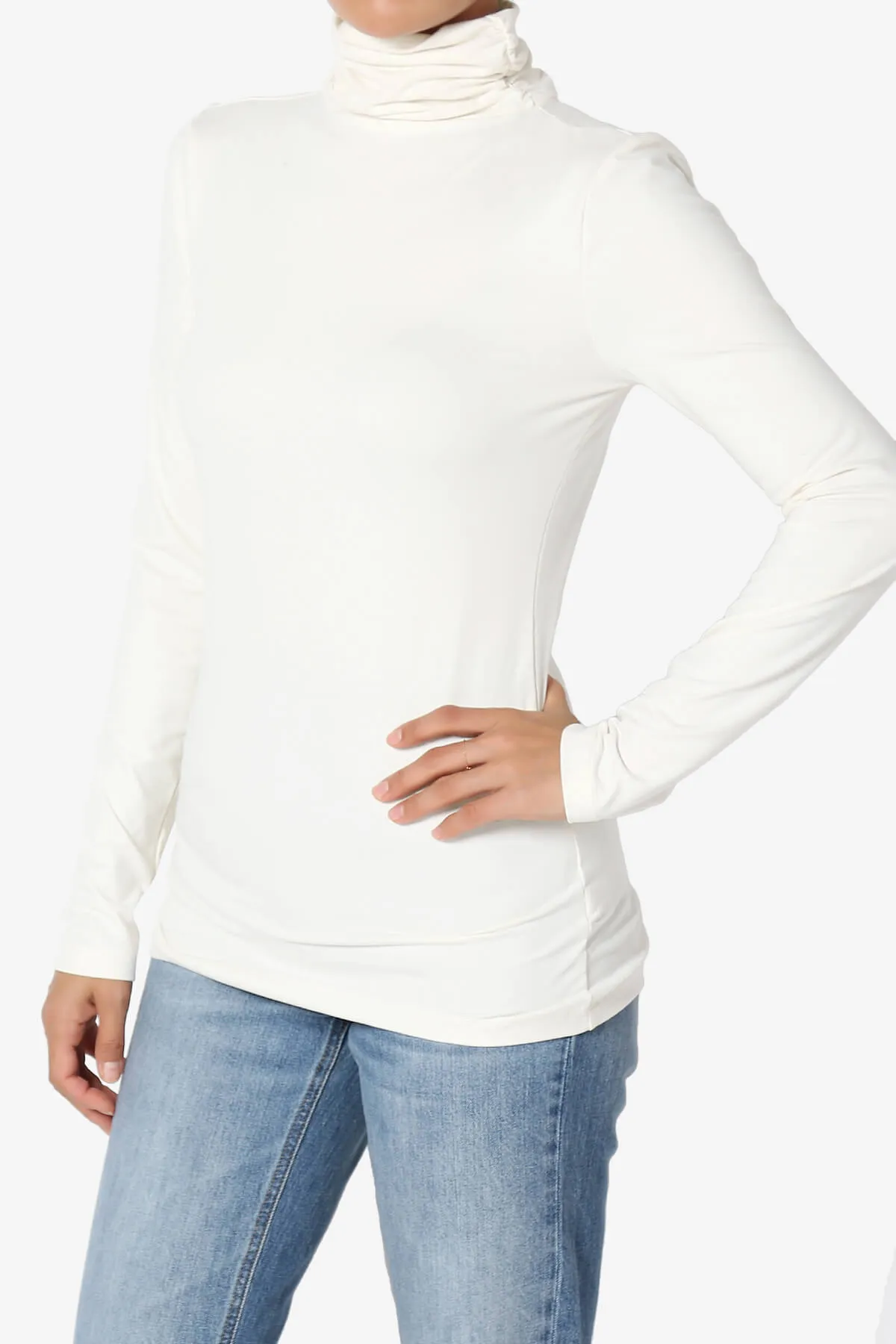 Viable Ruched Turtle Neck Long Sleeve Top PLUS