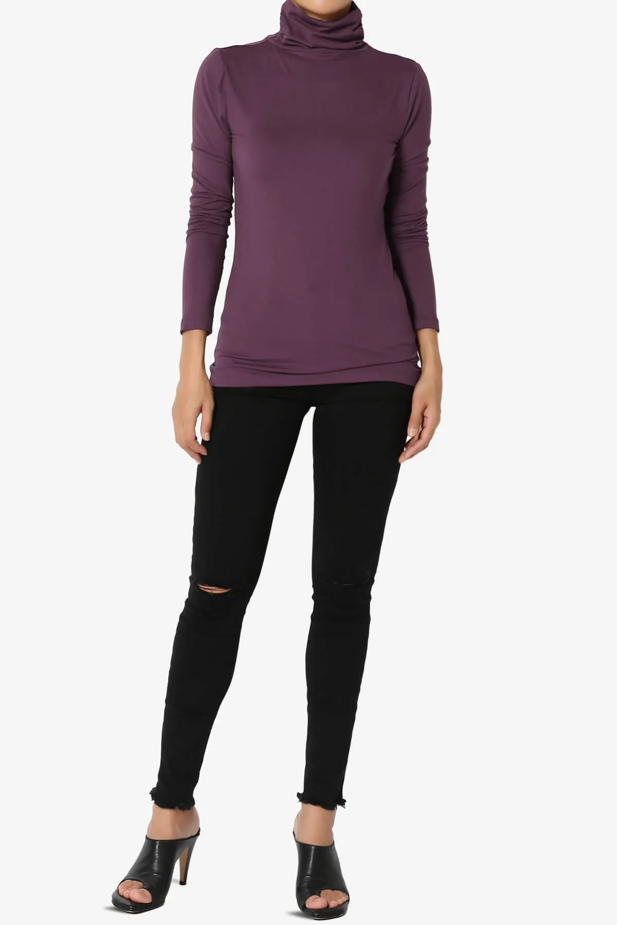 Viable Ruched Turtle Neck Long Sleeve Top PLUS