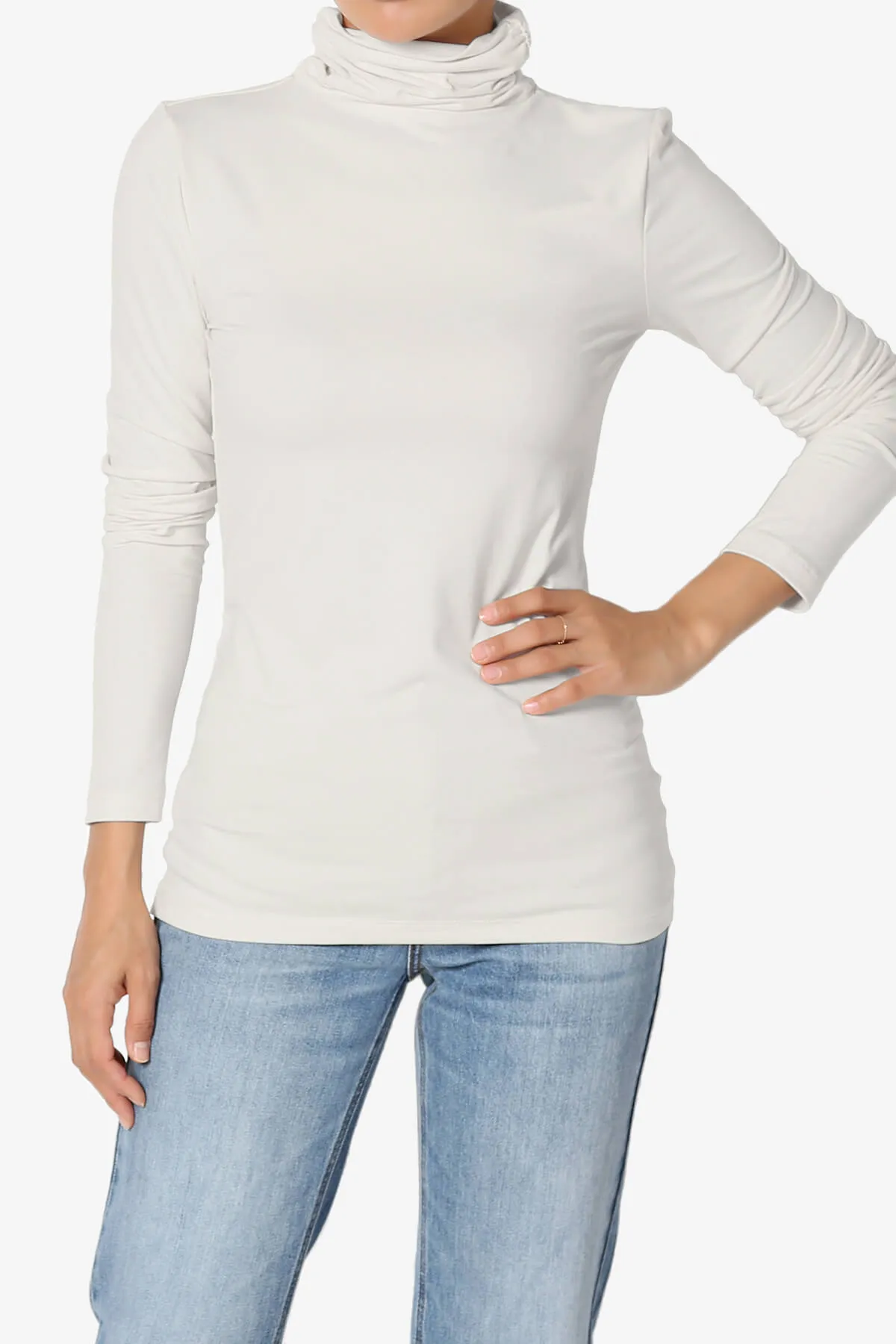 Viable Ruched Turtle Neck Long Sleeve Top PLUS