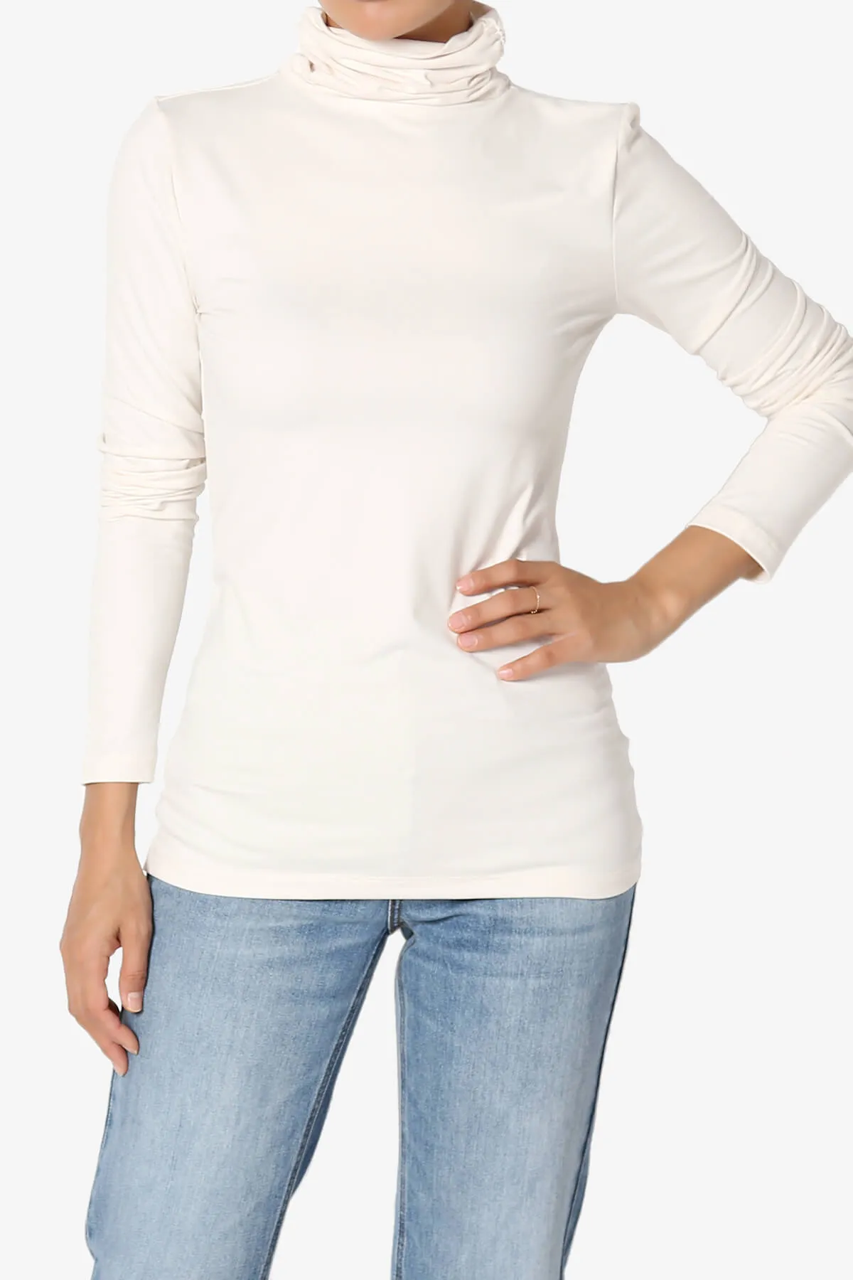 Viable Ruched Turtle Neck Long Sleeve Top PLUS