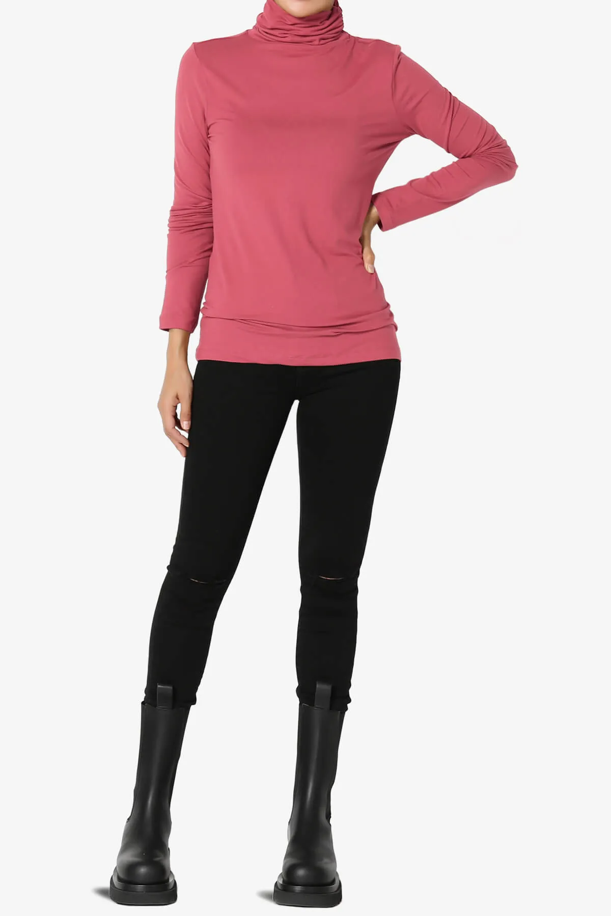 Viable Ruched Turtle Neck Long Sleeve Top PLUS