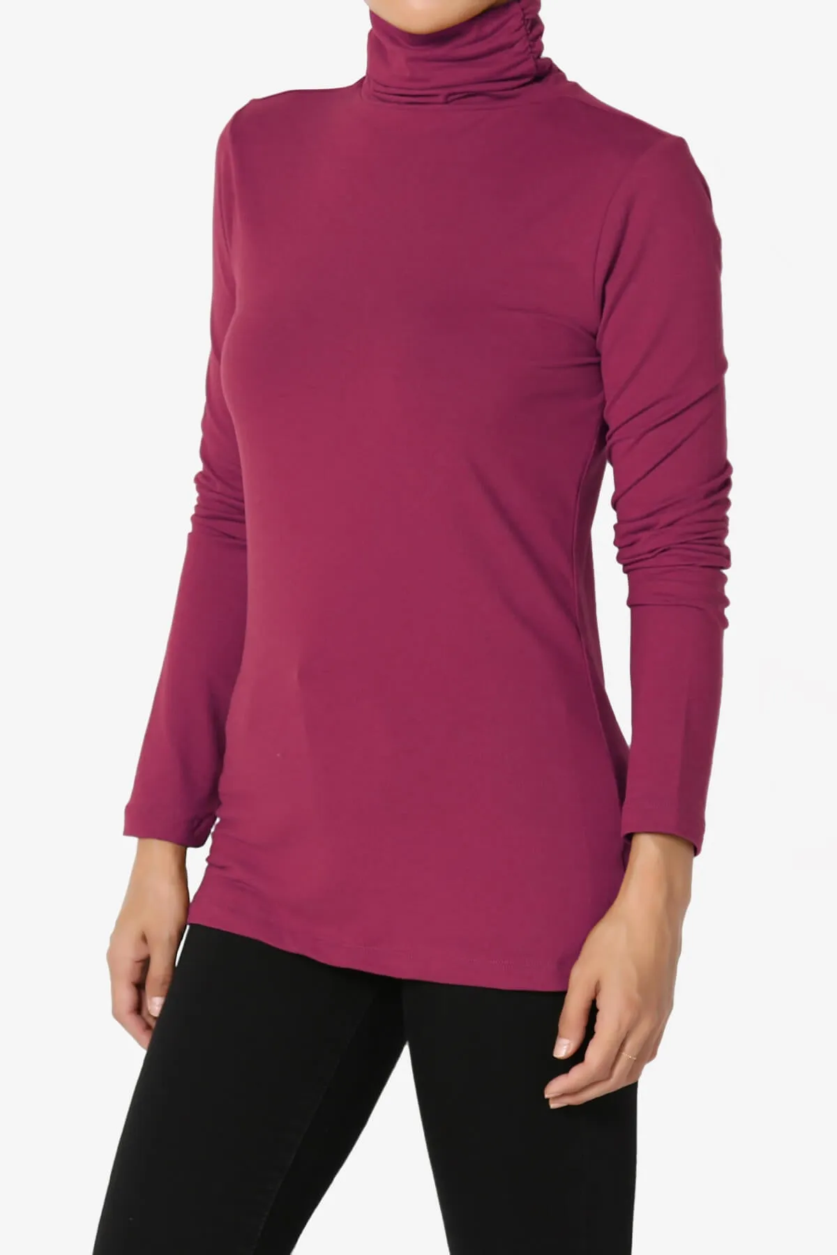 Viable Ruched Turtle Neck Long Sleeve Top PLUS