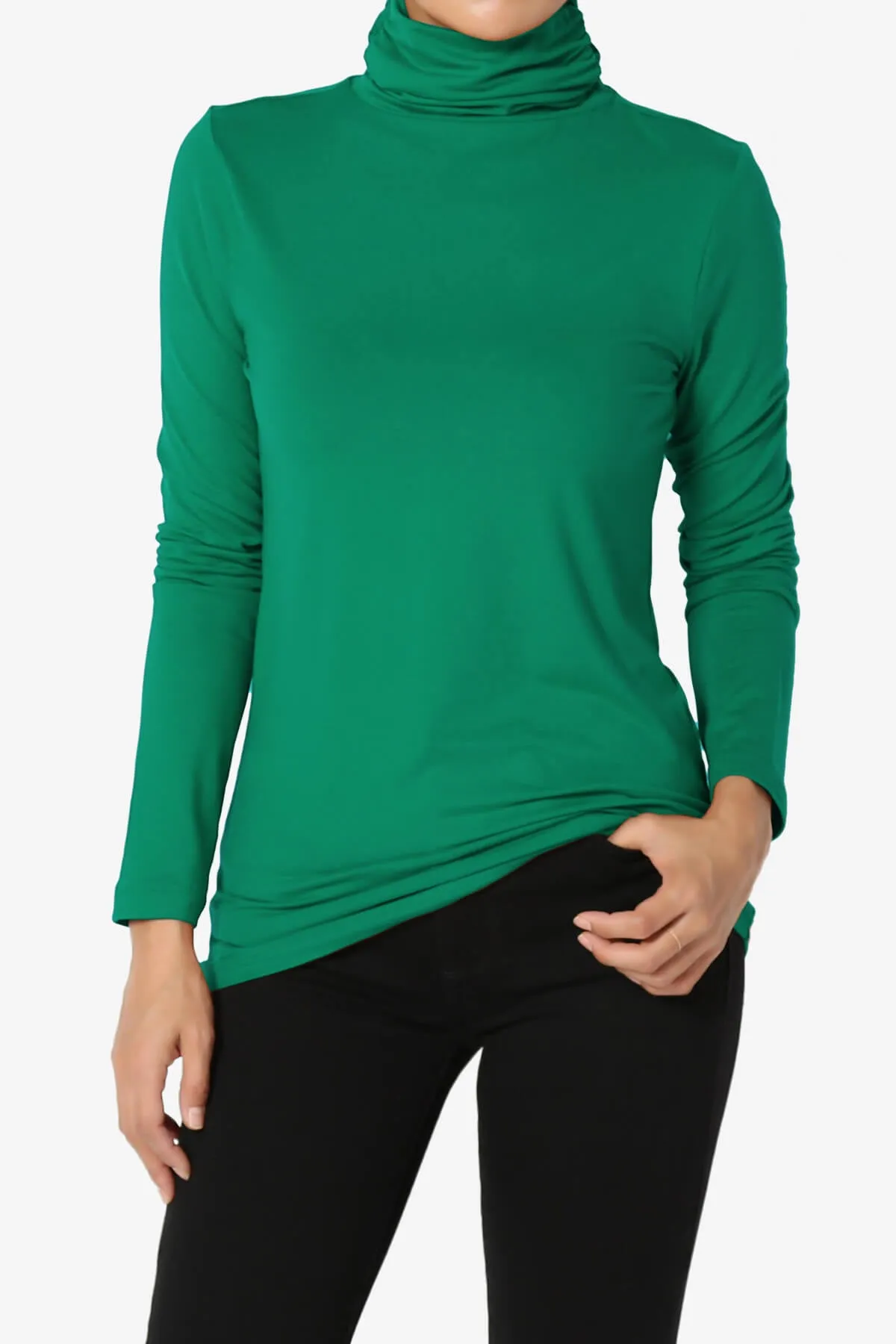Viable Ruched Turtle Neck Long Sleeve Top PLUS