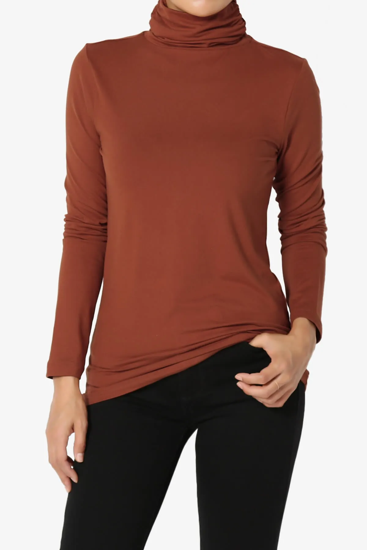 Viable Ruched Turtle Neck Long Sleeve Top PLUS