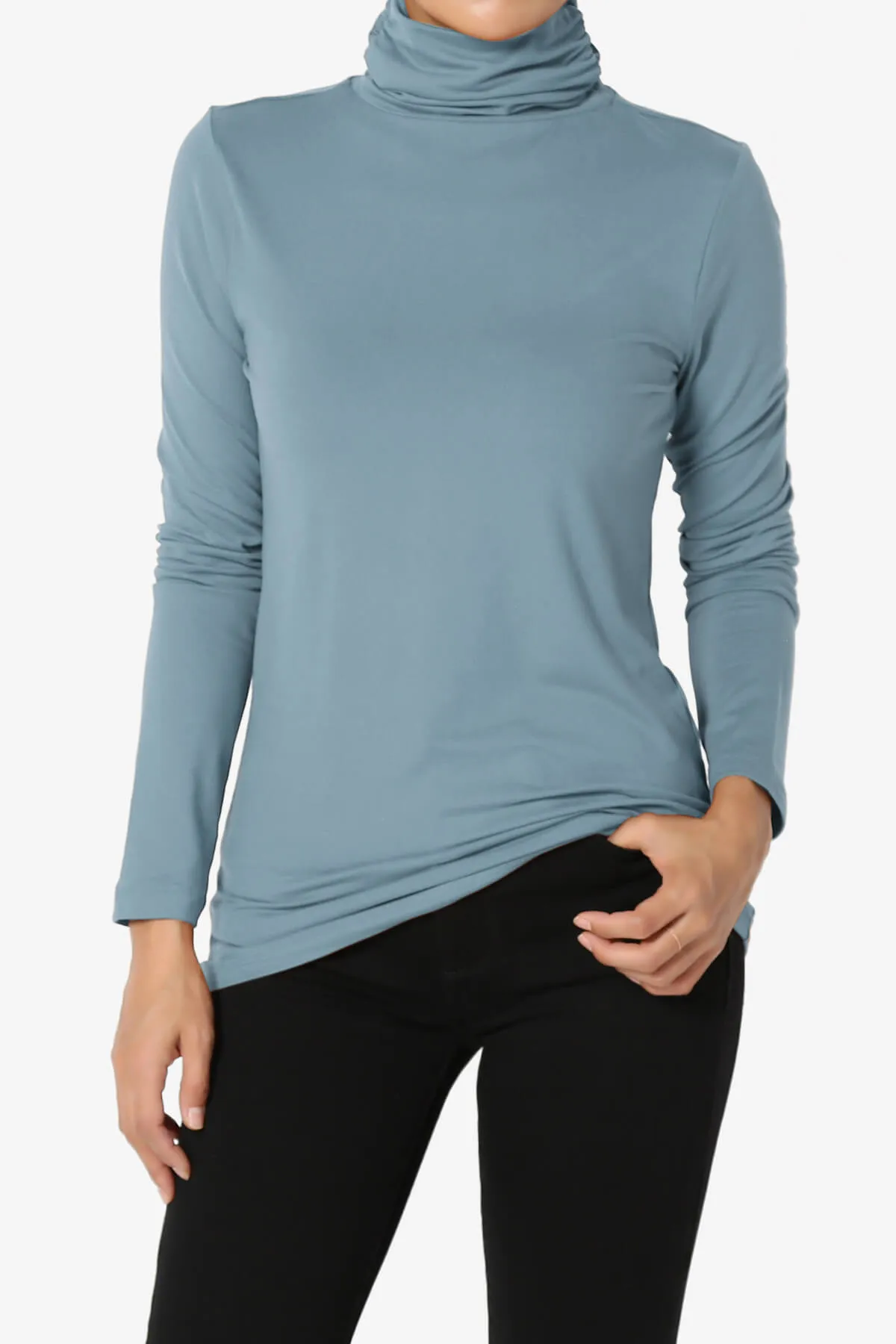 Viable Ruched Turtle Neck Long Sleeve Top PLUS