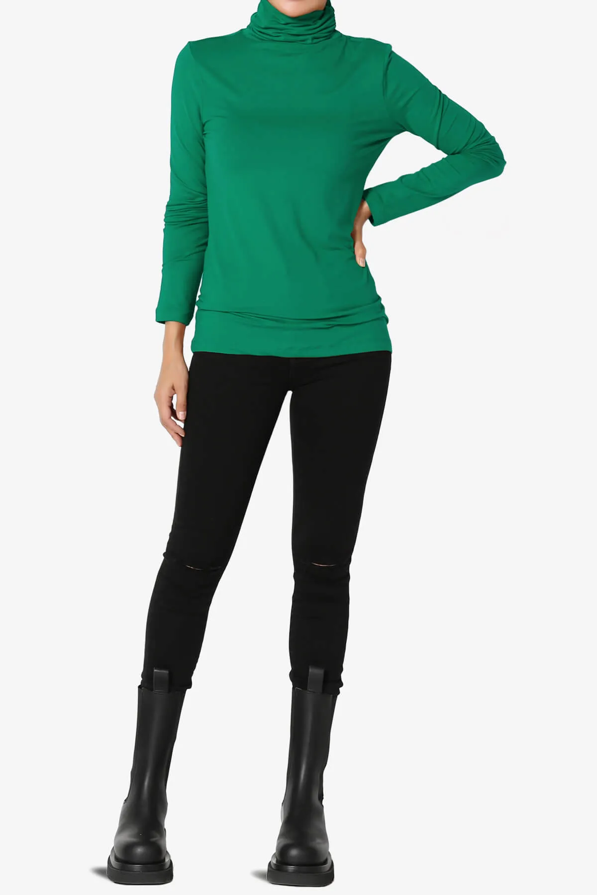 Viable Ruched Turtle Neck Long Sleeve Top PLUS