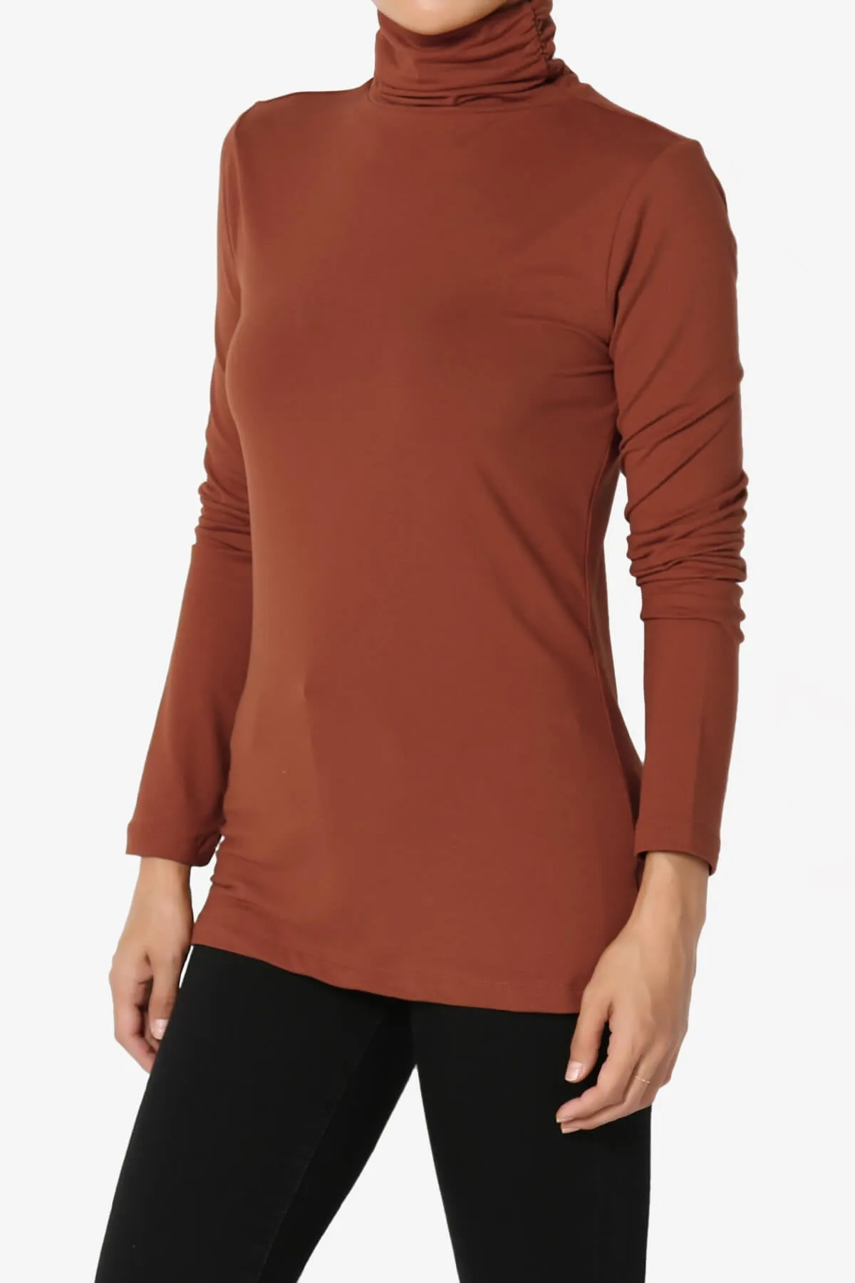 Viable Ruched Turtle Neck Long Sleeve Top PLUS