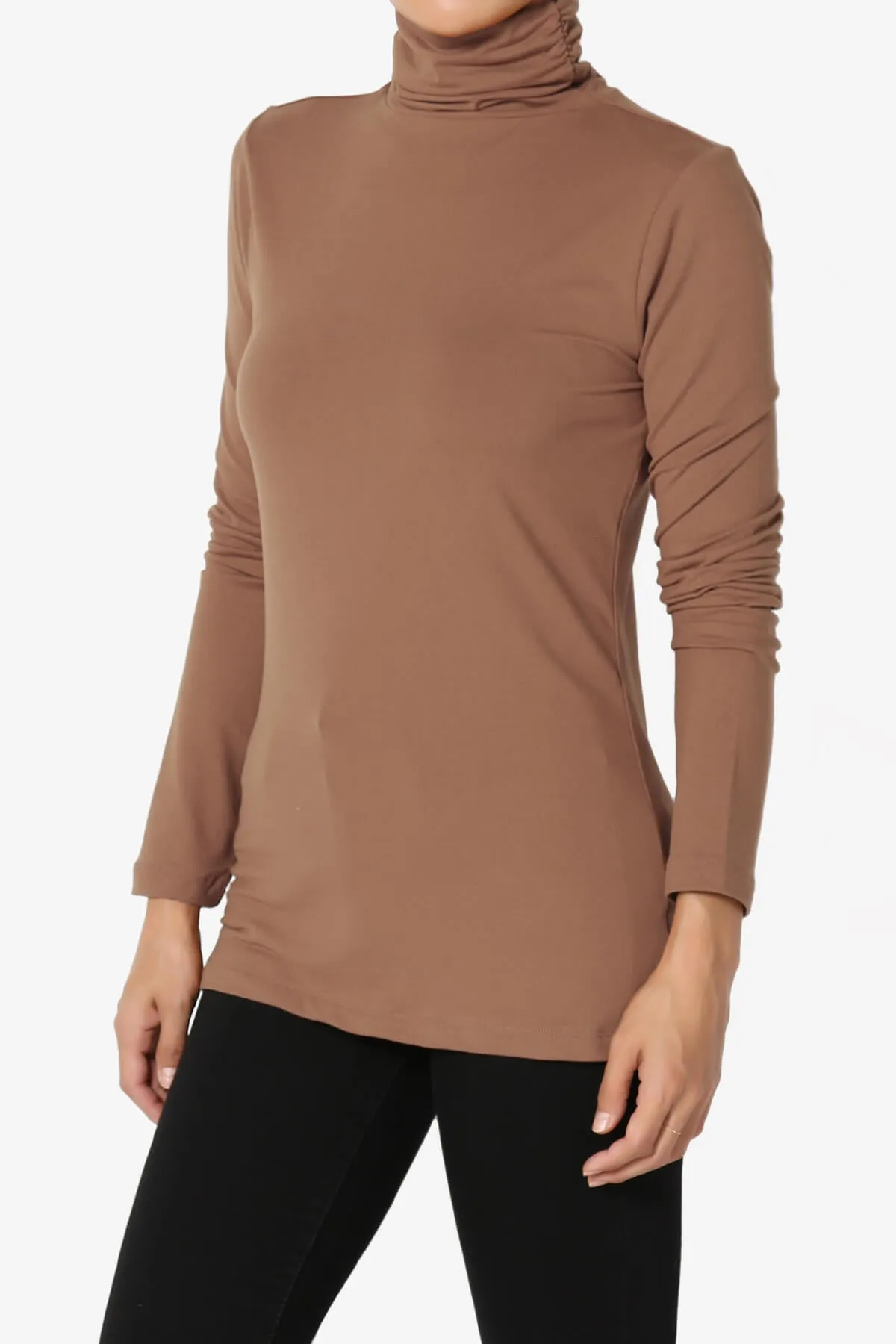 Viable Ruched Turtle Neck Long Sleeve Top PLUS