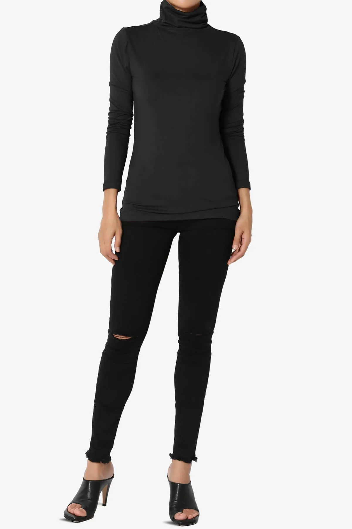 Viable Ruched Turtle Neck Long Sleeve Top PLUS