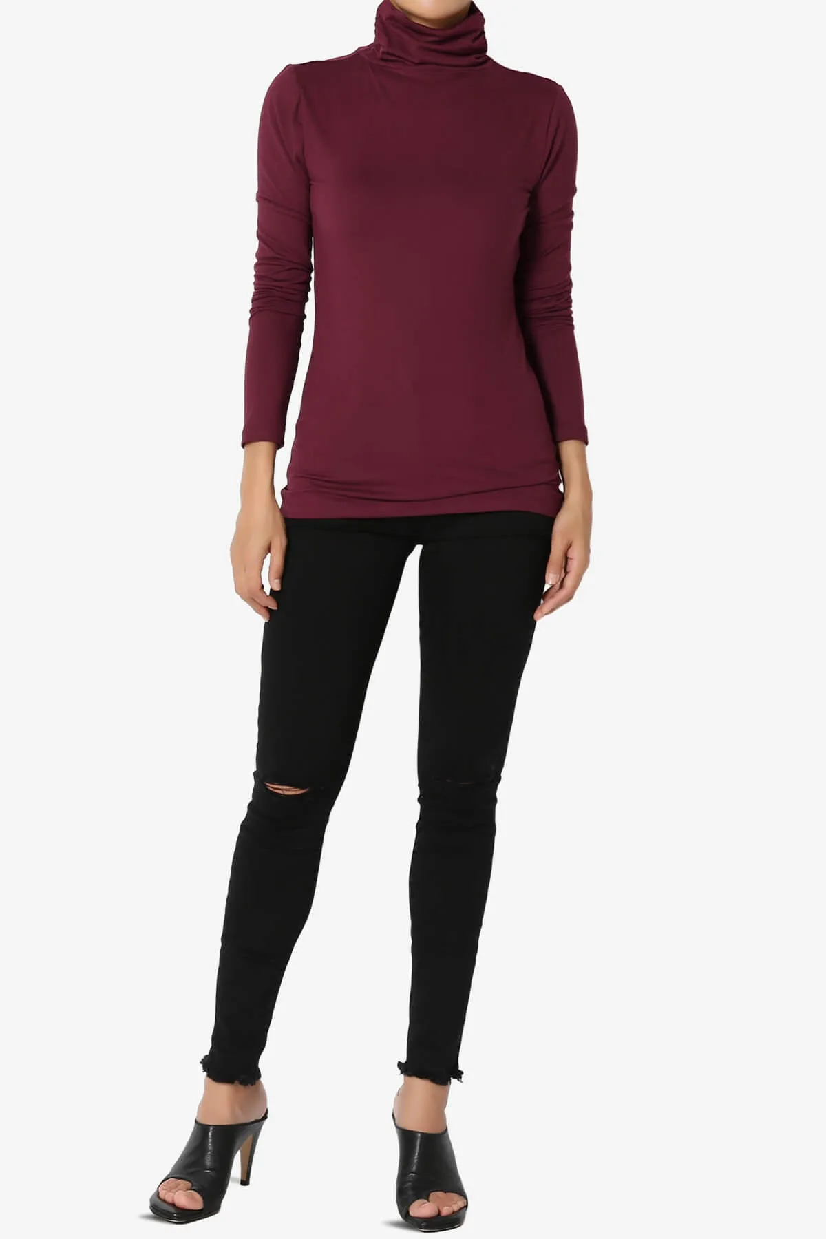 Viable Ruched Turtle Neck Long Sleeve Top PLUS