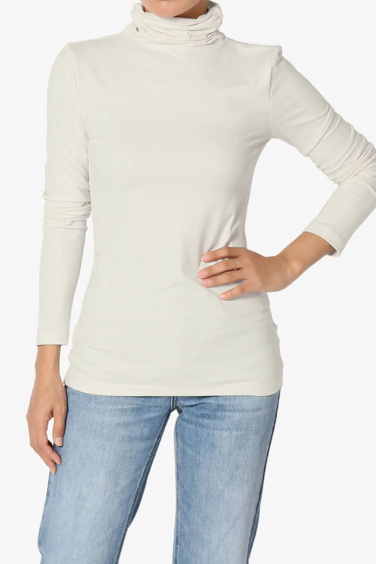 Viable Ruched Turtle Neck Long Sleeve Top PLUS