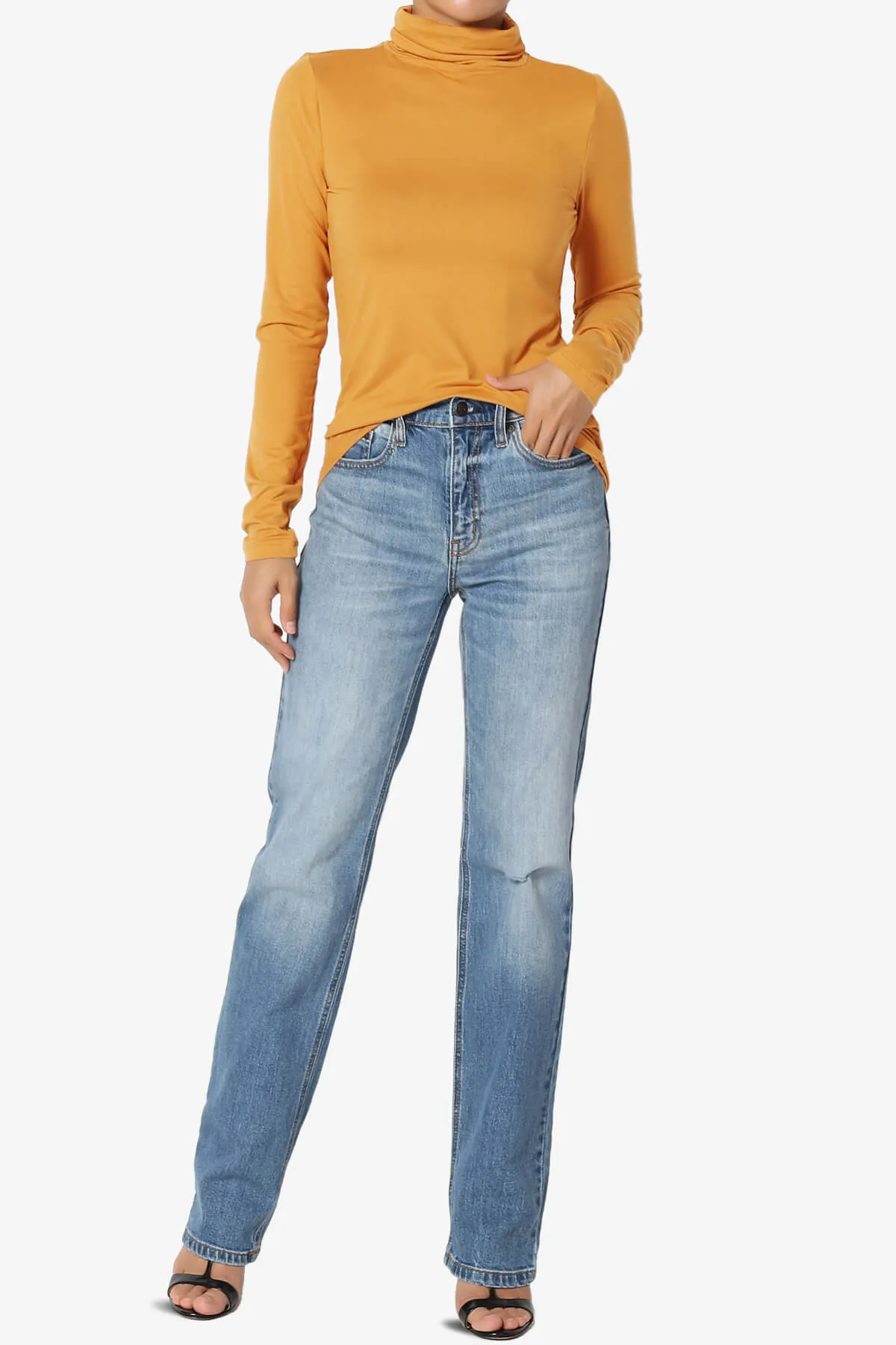 Viable Ruched Turtle Neck Long Sleeve Top PLUS