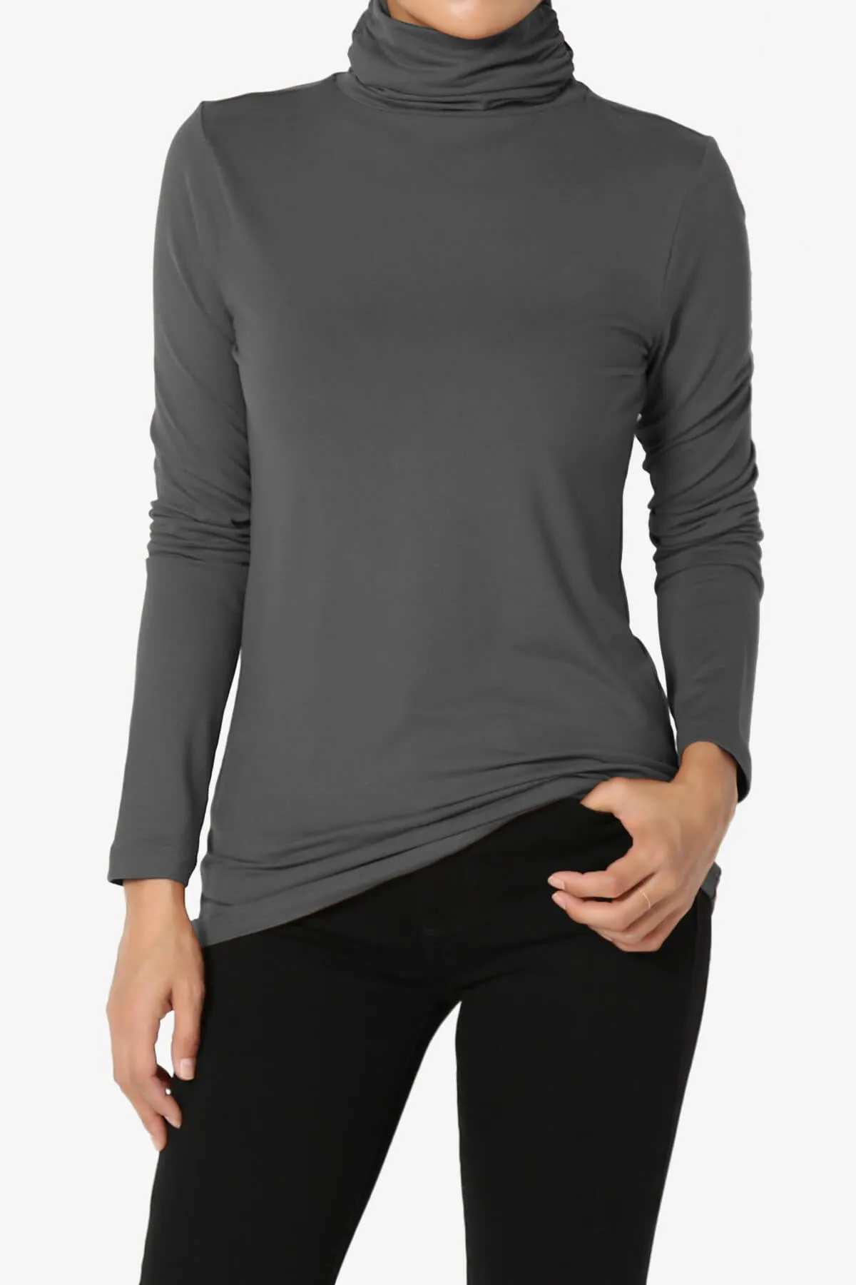 Viable Ruched Turtle Neck Long Sleeve Top PLUS