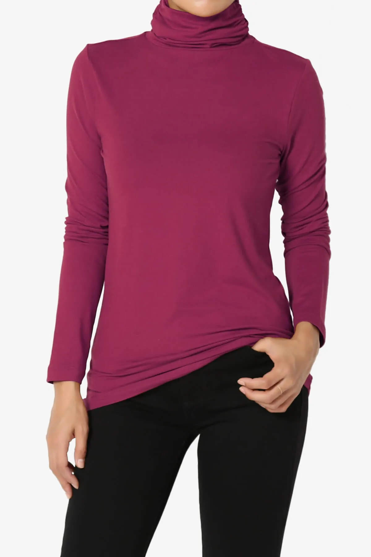 Viable Ruched Turtle Neck Long Sleeve Top PLUS