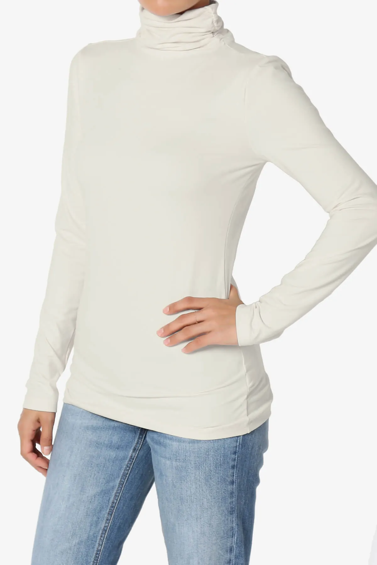 Viable Ruched Turtle Neck Long Sleeve Top PLUS