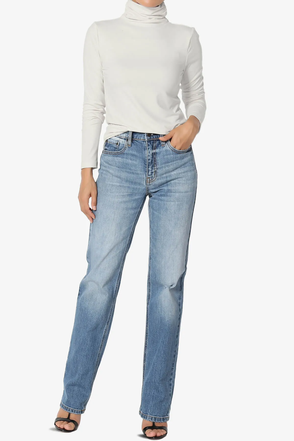 Viable Ruched Turtle Neck Long Sleeve Top PLUS