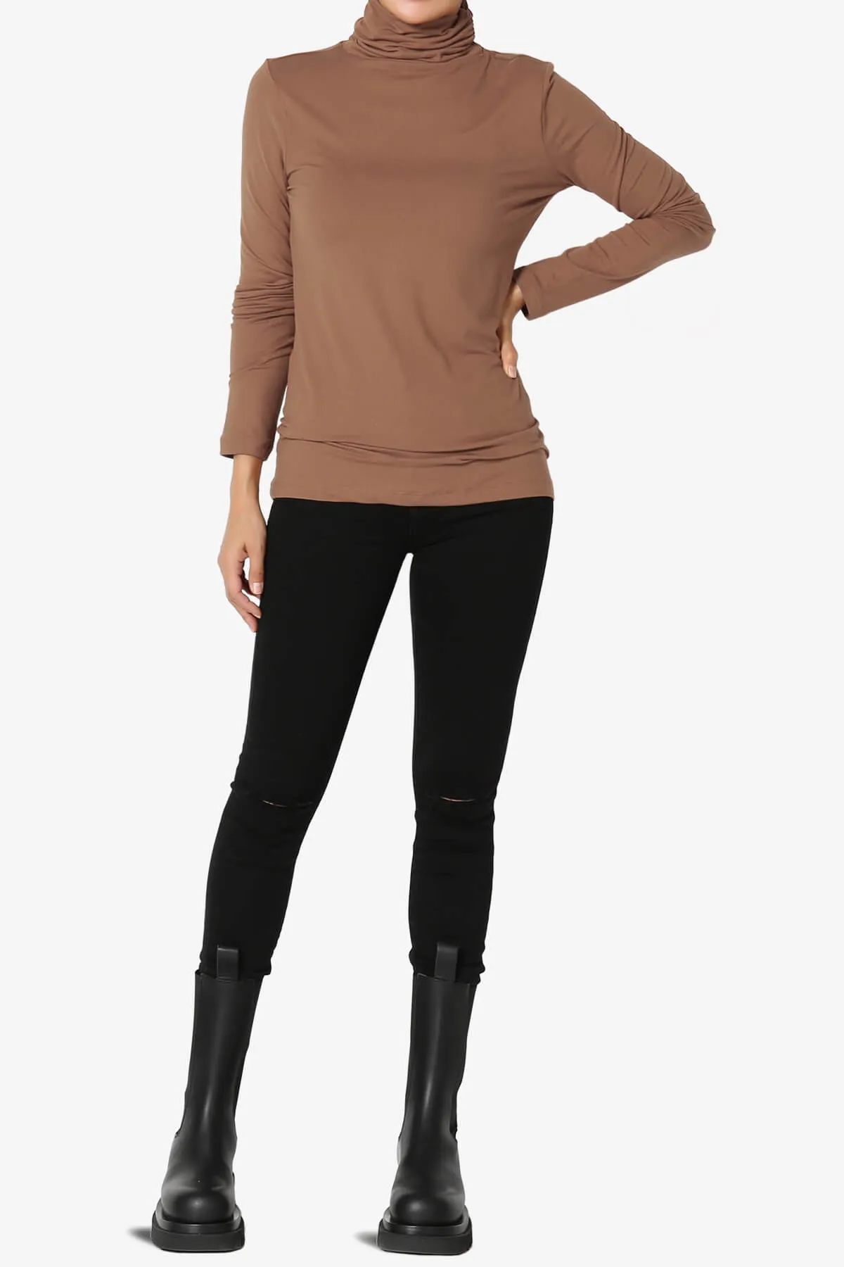 Viable Ruched Turtle Neck Long Sleeve Top PLUS