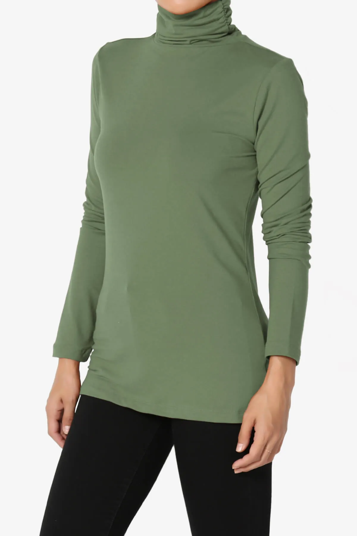 Viable Ruched Turtle Neck Long Sleeve Top PLUS