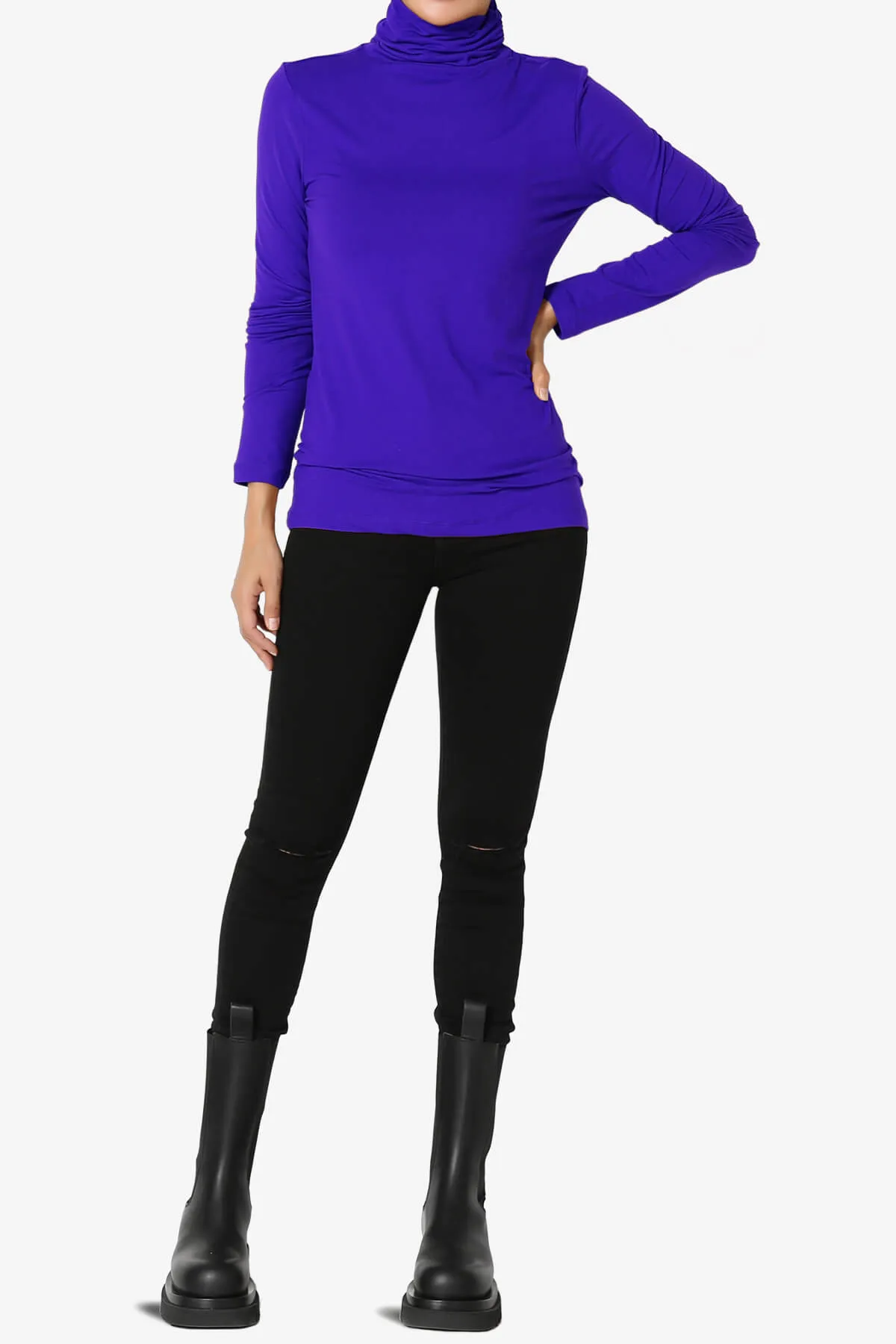 Viable Ruched Turtle Neck Long Sleeve Top PLUS