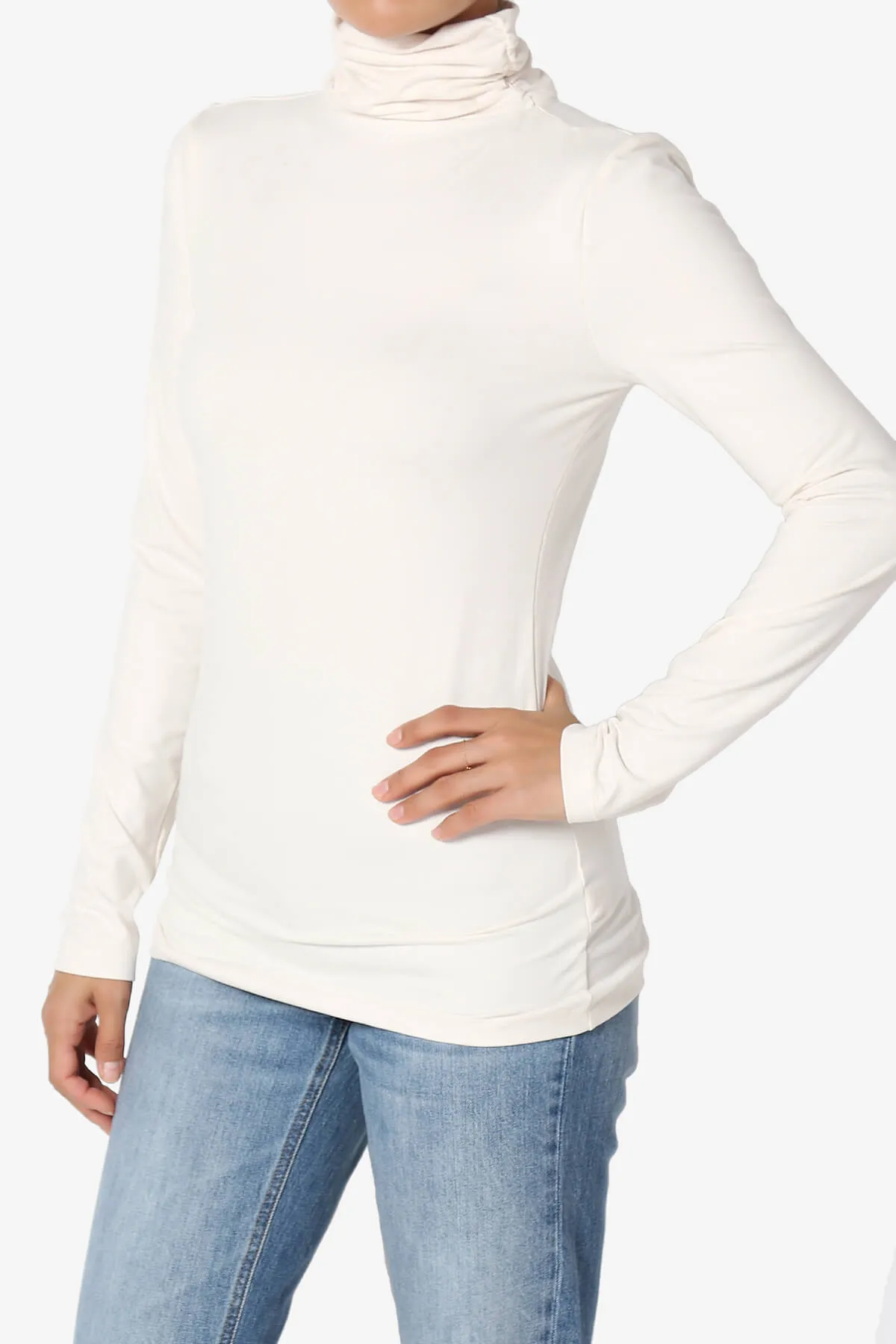 Viable Ruched Turtle Neck Long Sleeve Top PLUS