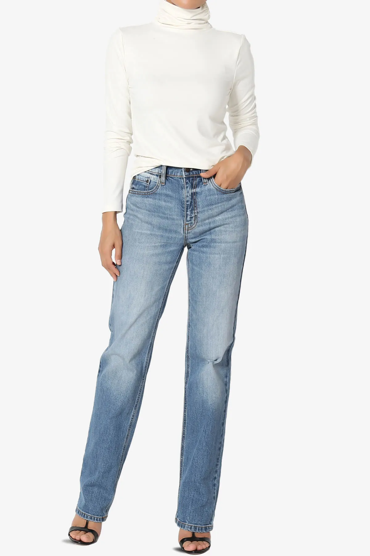 Viable Ruched Turtle Neck Long Sleeve Top PLUS
