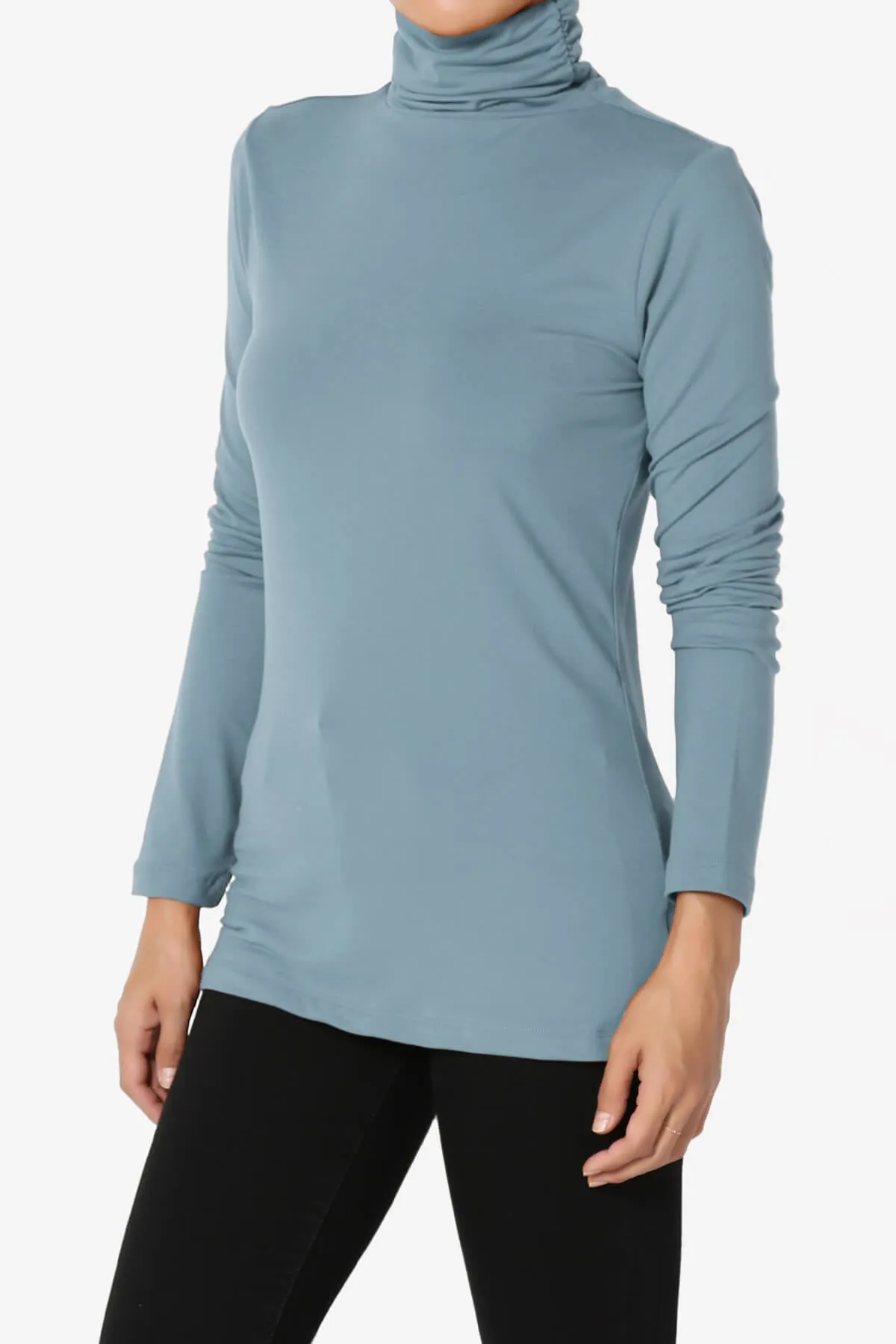 Viable Ruched Turtle Neck Long Sleeve Top PLUS