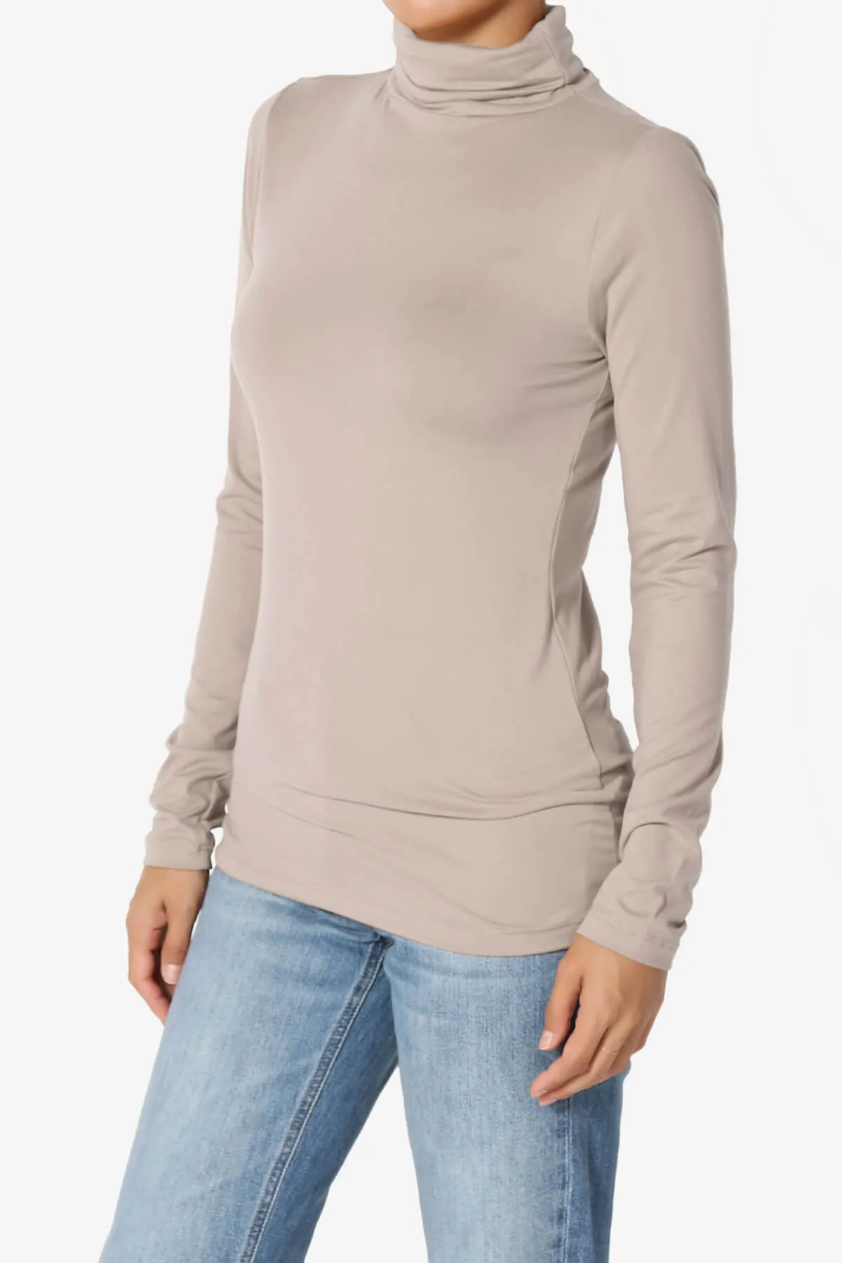 Viable Ruched Turtle Neck Long Sleeve Top PLUS
