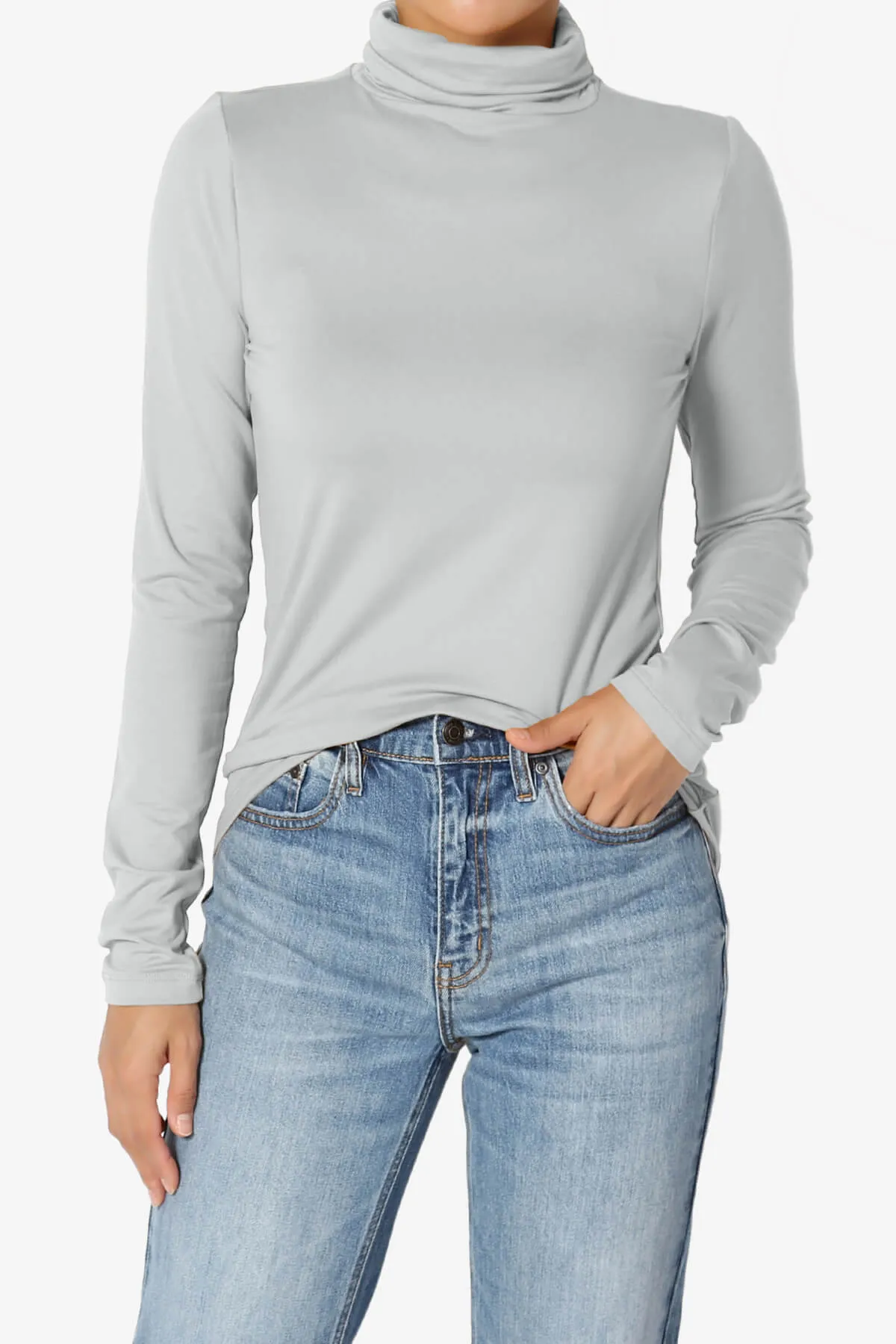Viable Ruched Turtle Neck Long Sleeve Top PLUS