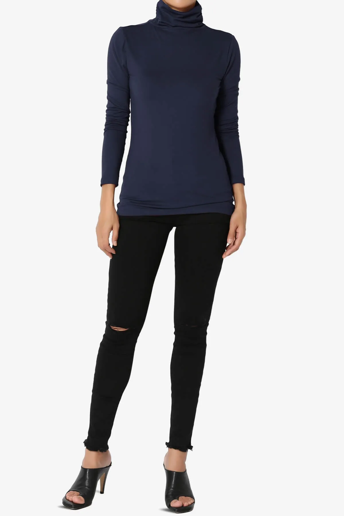 Viable Ruched Turtle Neck Long Sleeve Top PLUS