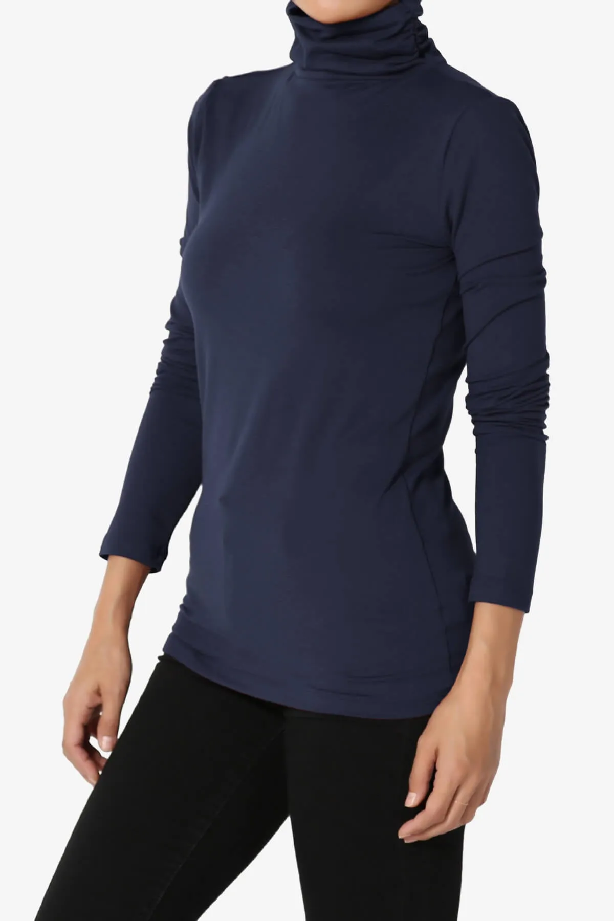Viable Ruched Turtle Neck Long Sleeve Top PLUS