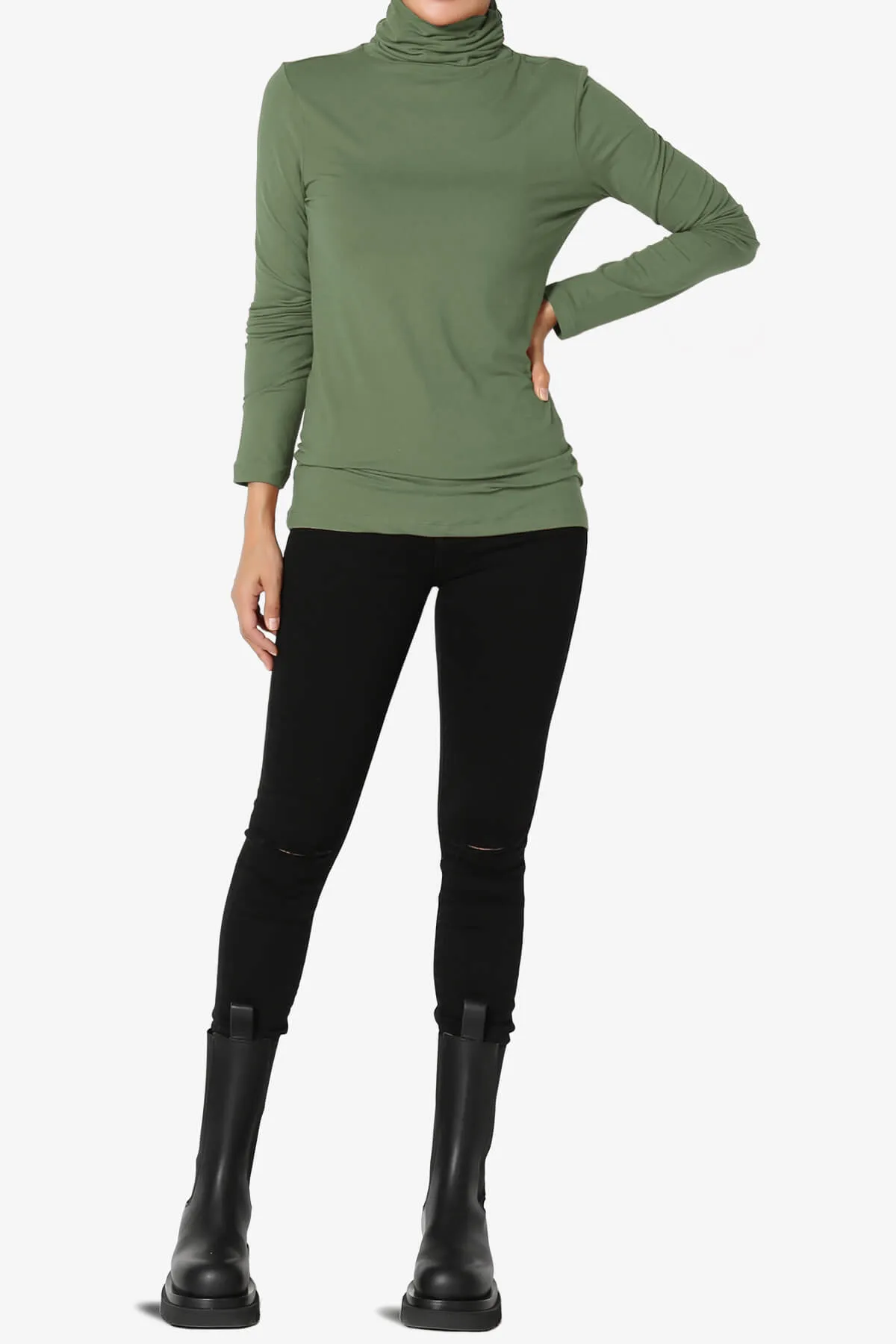 Viable Ruched Turtle Neck Long Sleeve Top PLUS