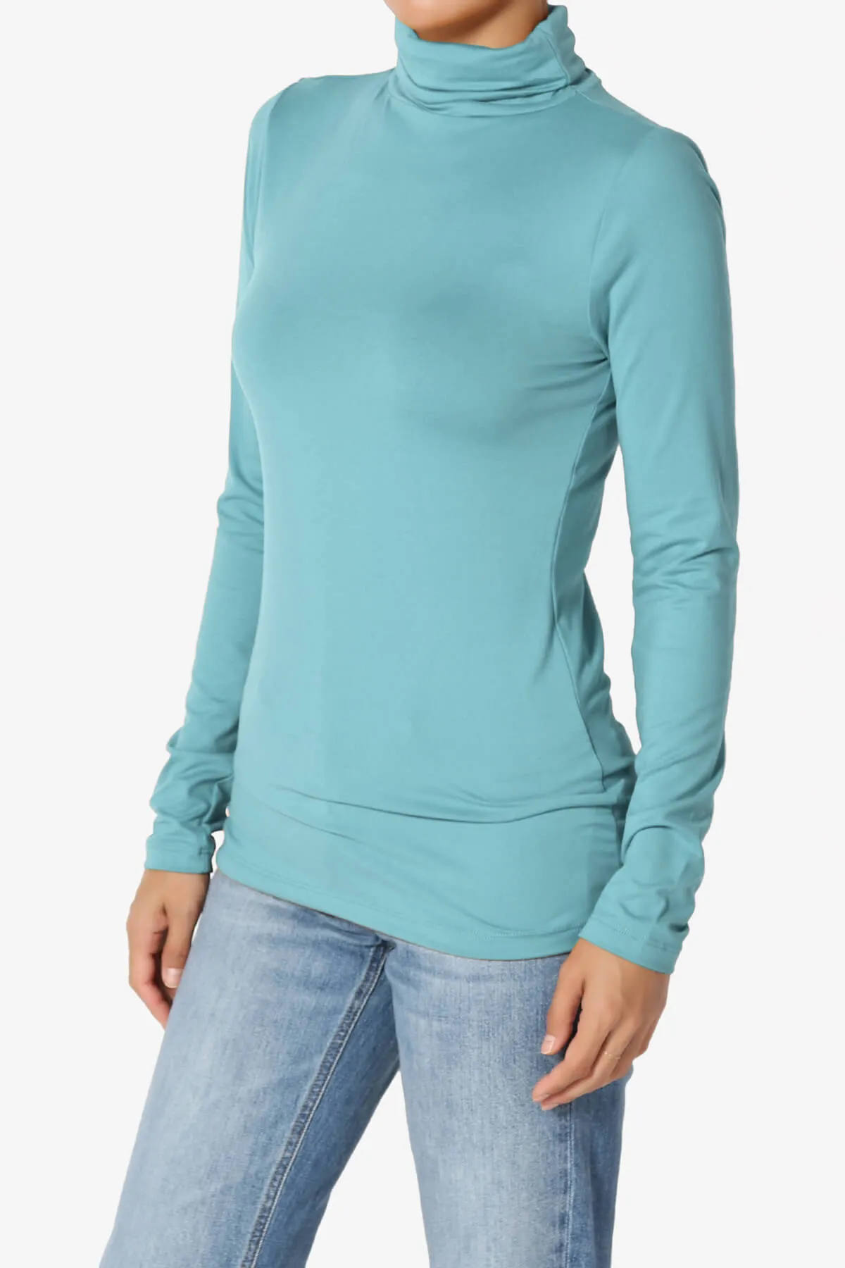 Viable Ruched Turtle Neck Long Sleeve Top PLUS