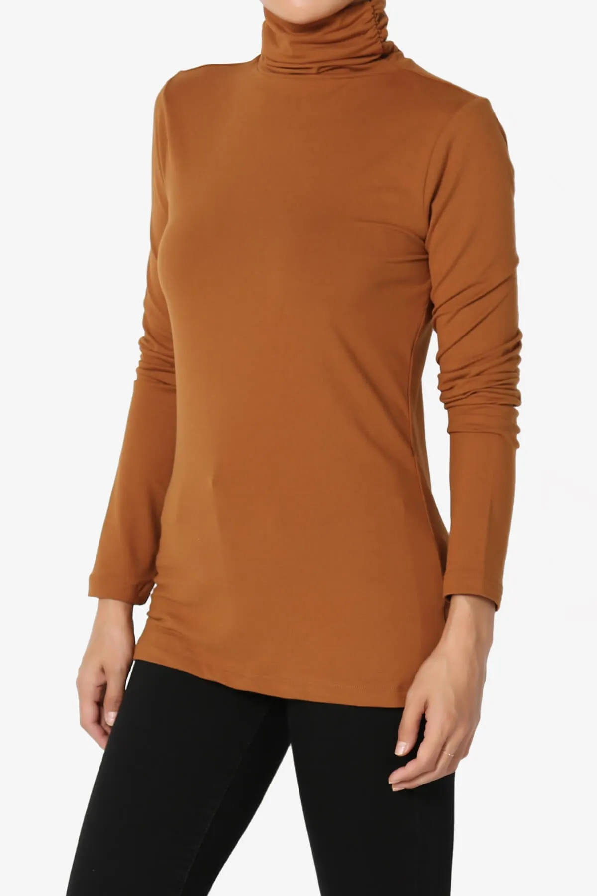 Viable Ruched Turtle Neck Long Sleeve Top PLUS