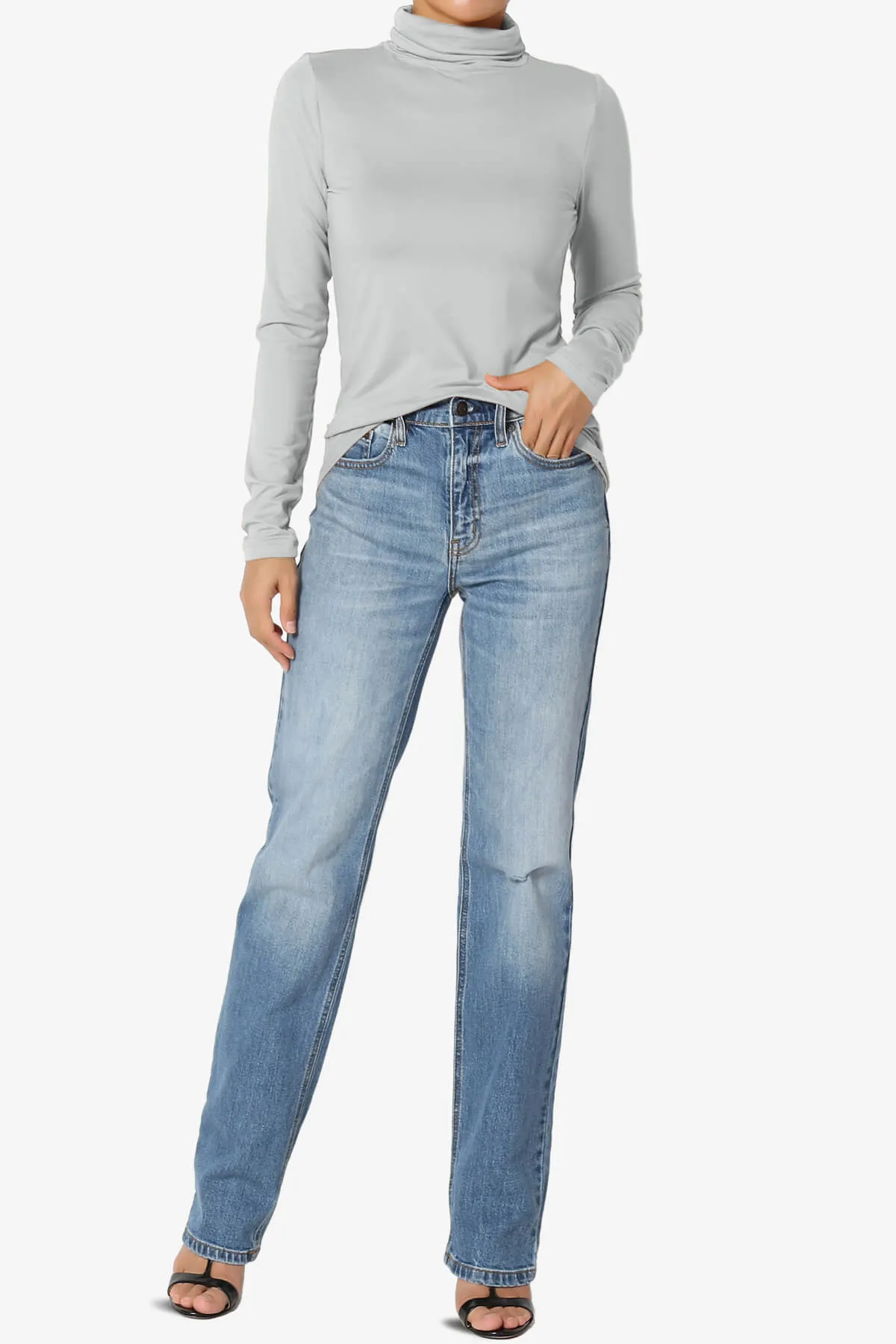 Viable Ruched Turtle Neck Long Sleeve Top PLUS