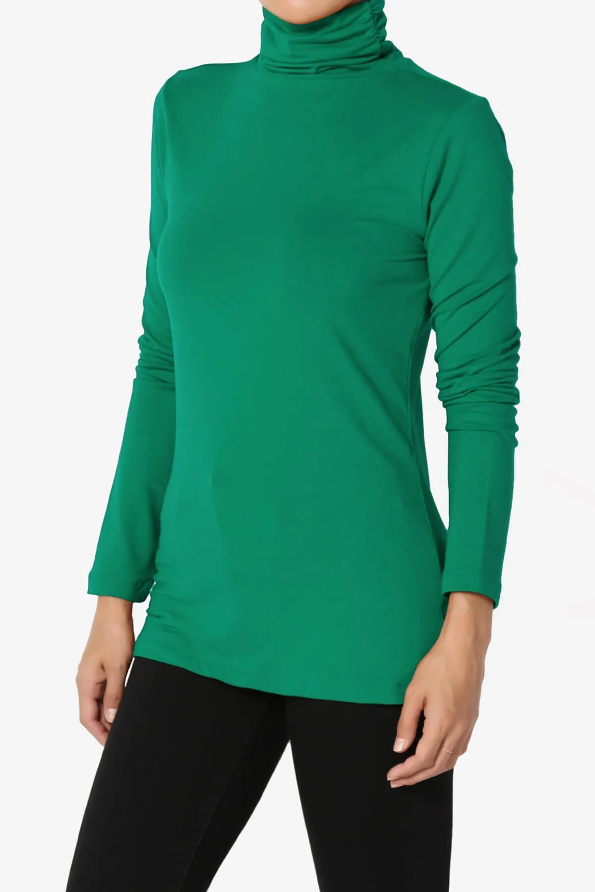 Viable Ruched Turtle Neck Long Sleeve Top PLUS