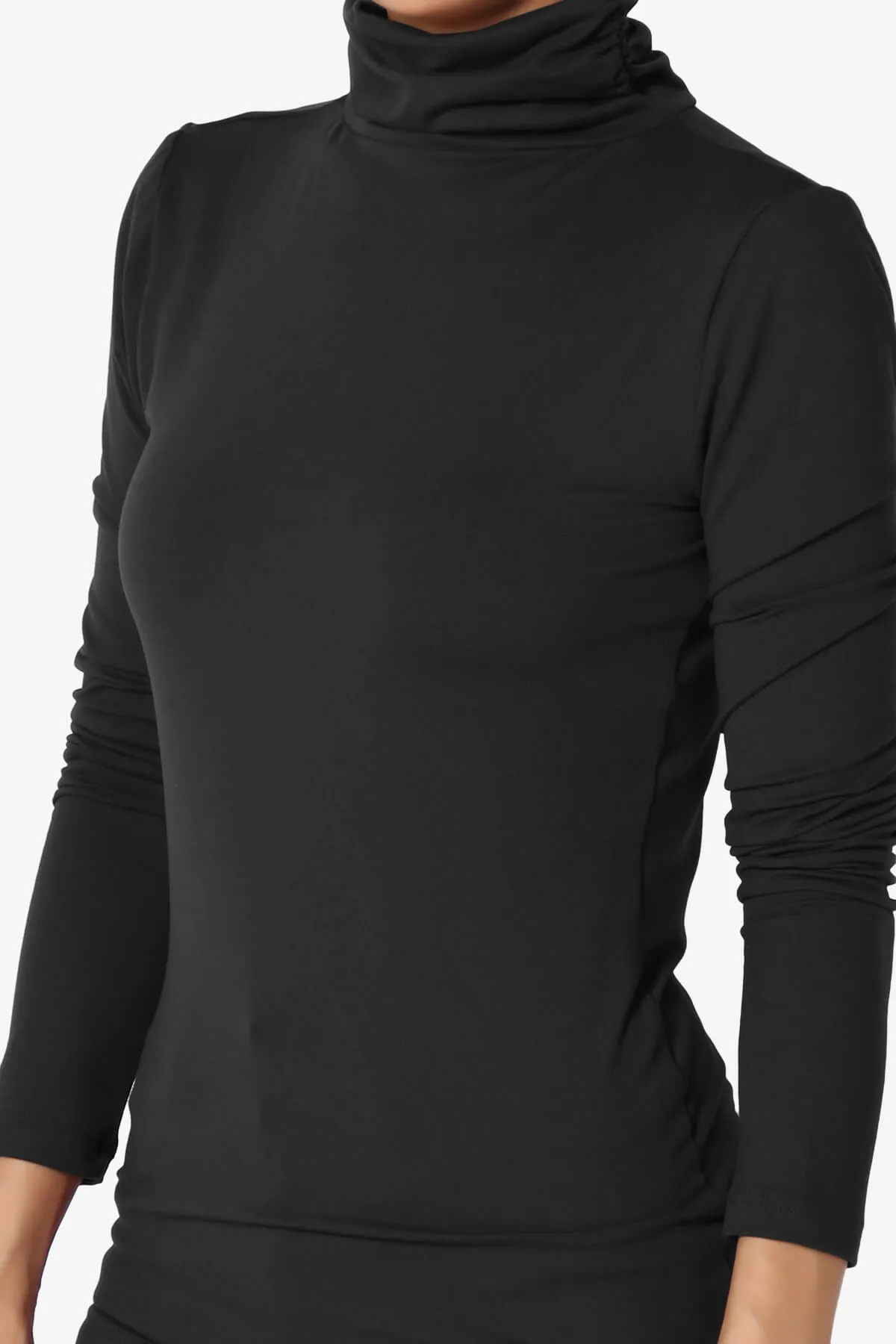 Viable Ruched Turtle Neck Long Sleeve Top PLUS