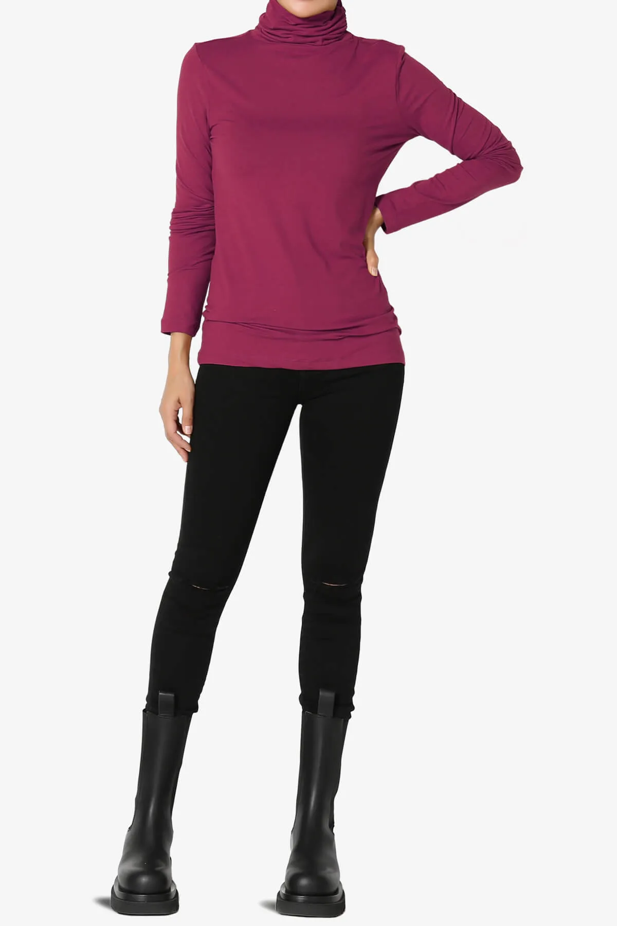 Viable Ruched Turtle Neck Long Sleeve Top PLUS