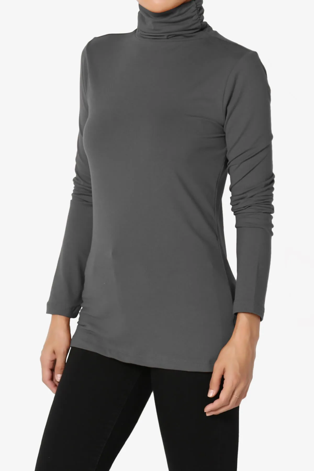 Viable Ruched Turtle Neck Long Sleeve Top PLUS