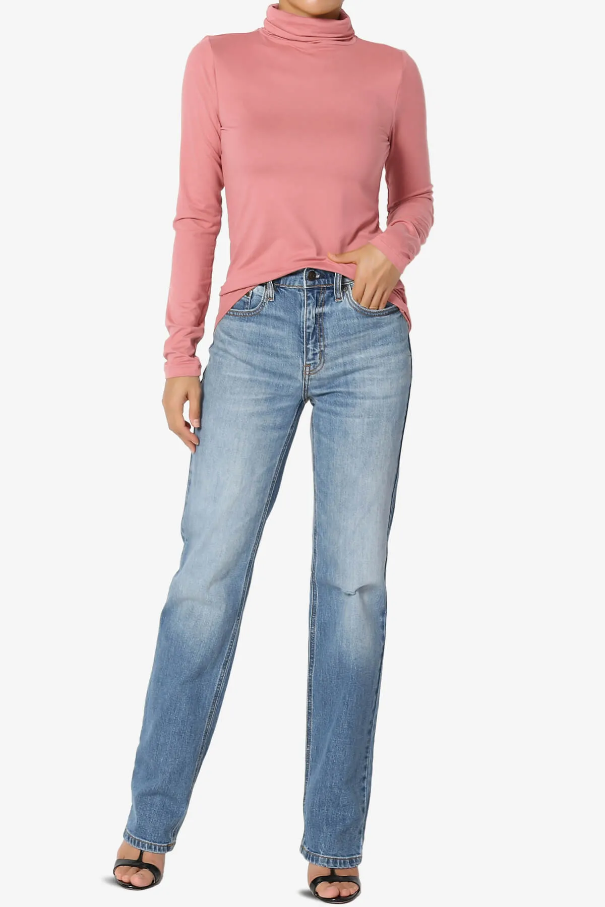Viable Ruched Turtle Neck Long Sleeve Top PLUS