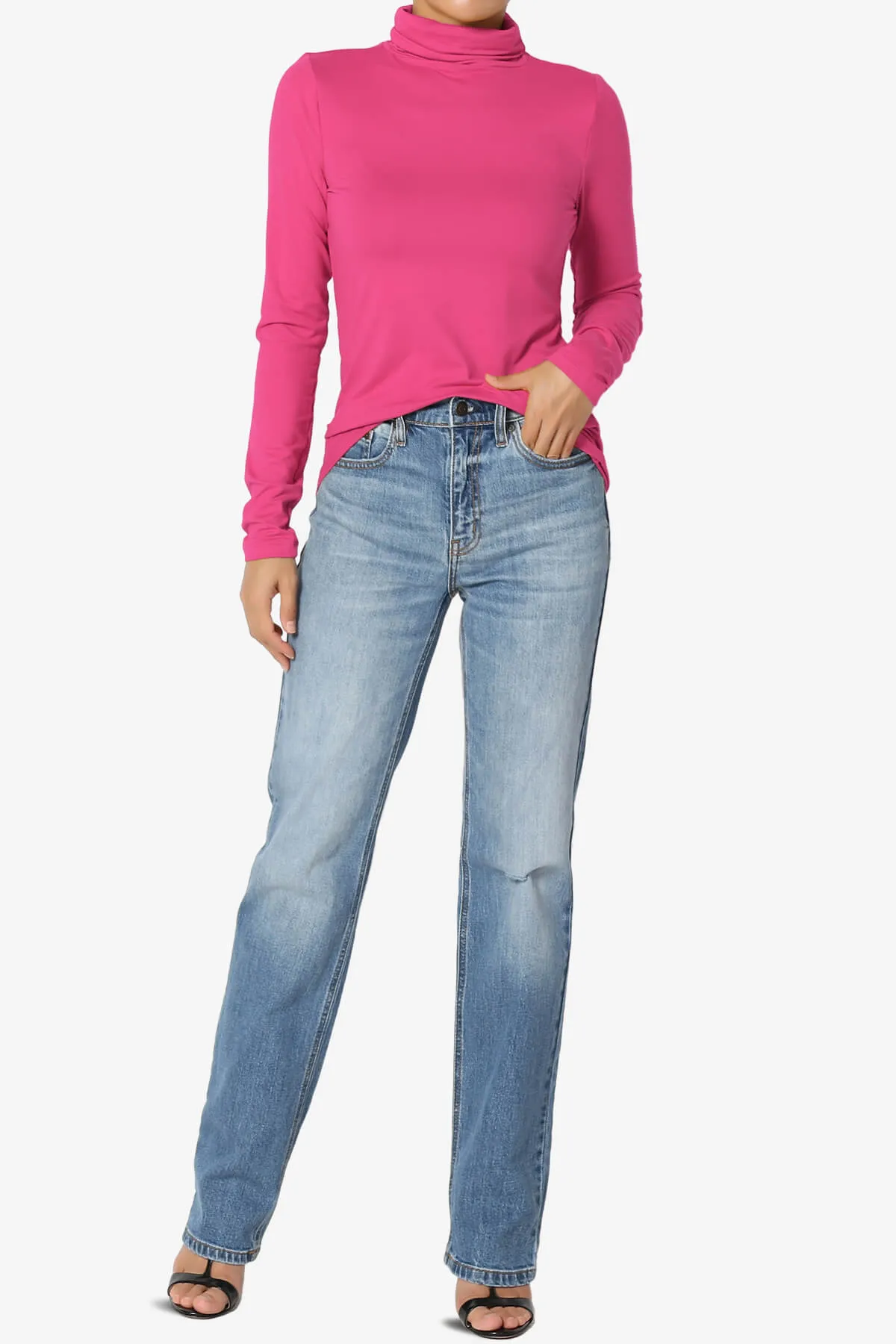 Viable Ruched Turtle Neck Long Sleeve Top PLUS